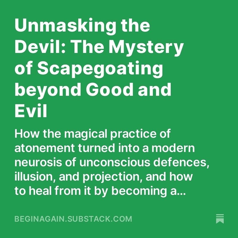 🐐Did you know that healing looks different for the scapegoat? 

In this illuminating essay, I uncover the archetypal dynamics behind scapegoating through the lens of the Devil tarot card. From exploring the inner turmoil of unconscious guilt to delv