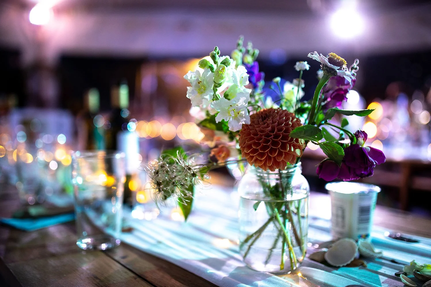 flower decoration on wedding table