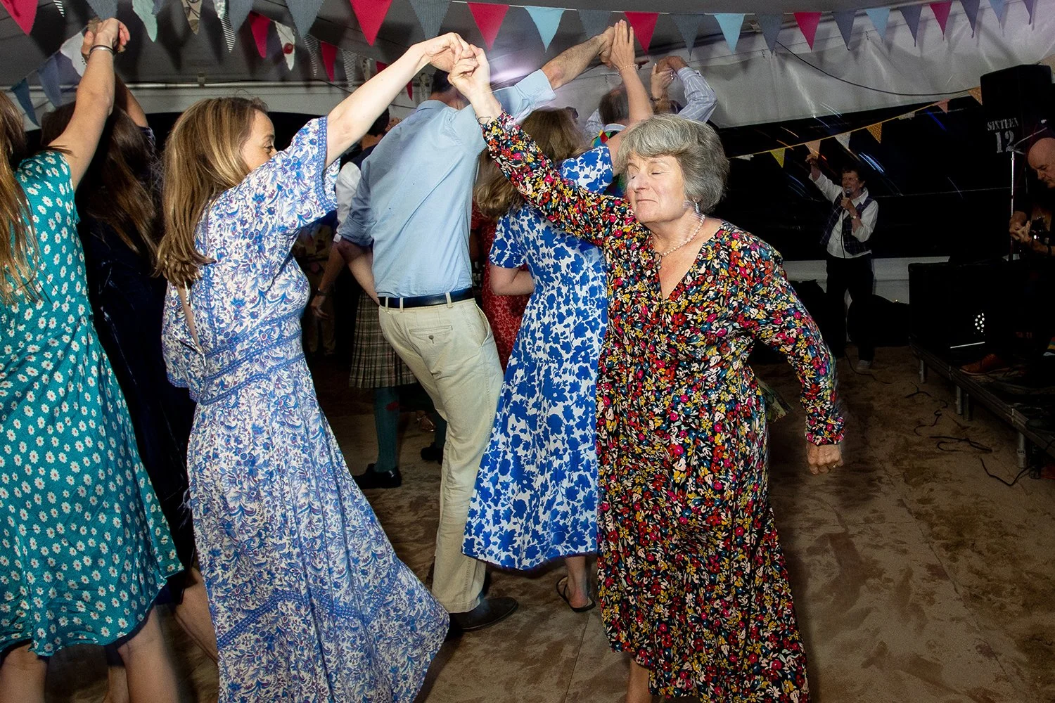 wedding guests dancing at wedding