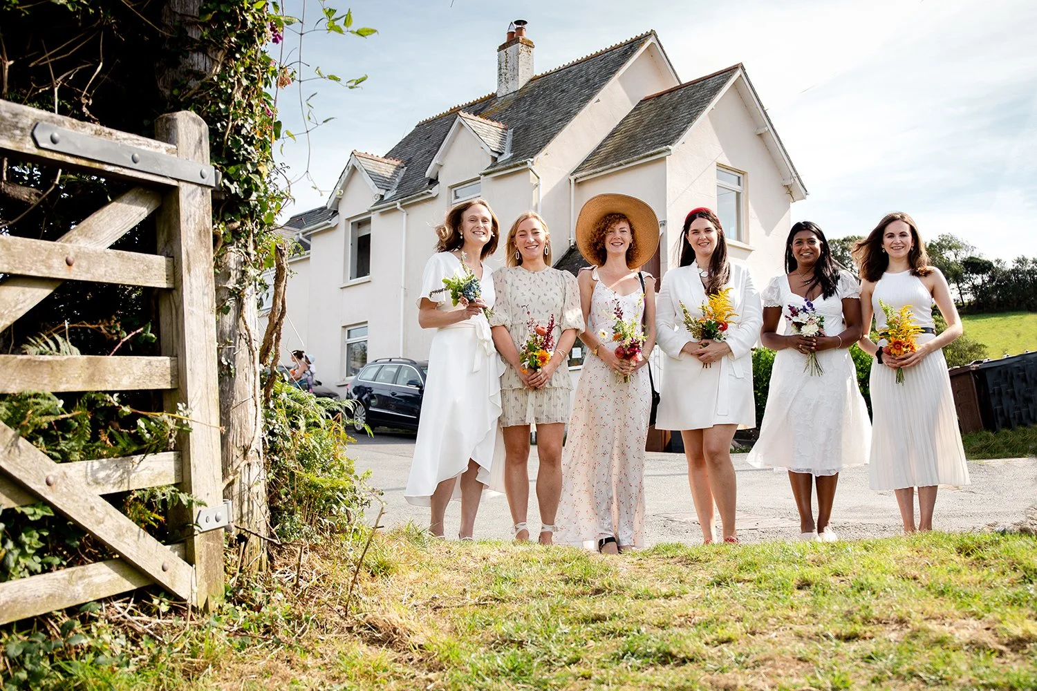 bridesmaids with flowers
