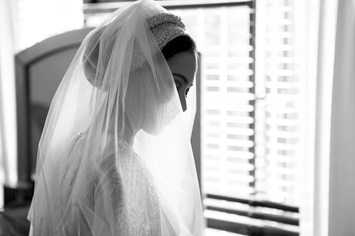 portrait of indian bride in her bedroom before wedding