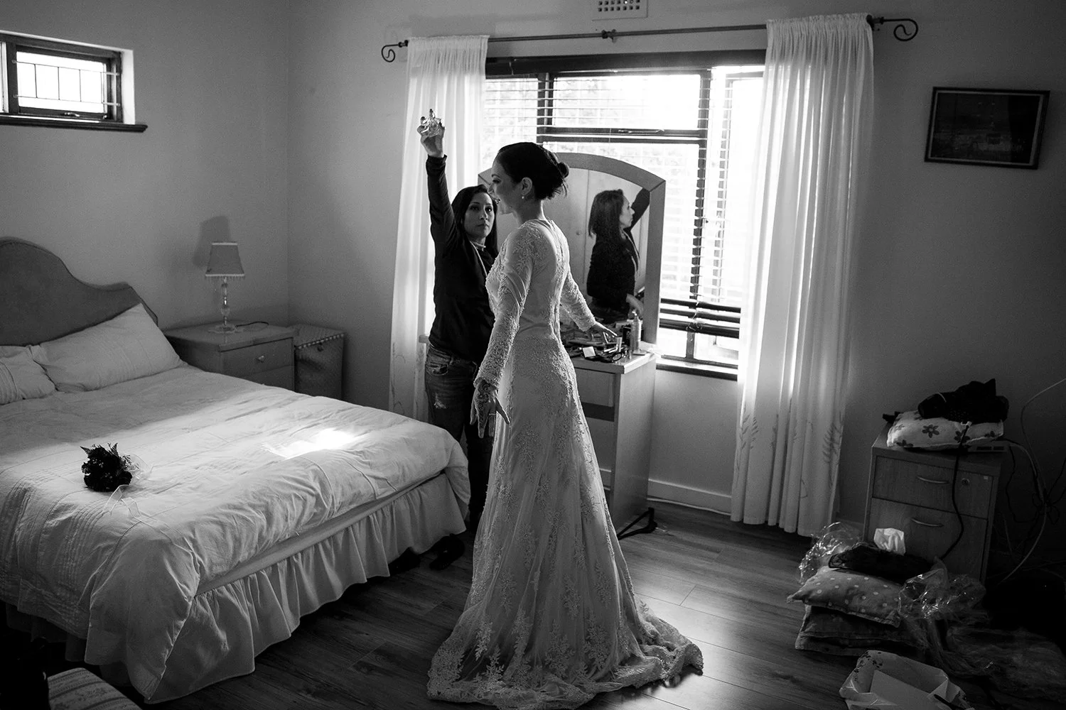 Hindu bride getting ready