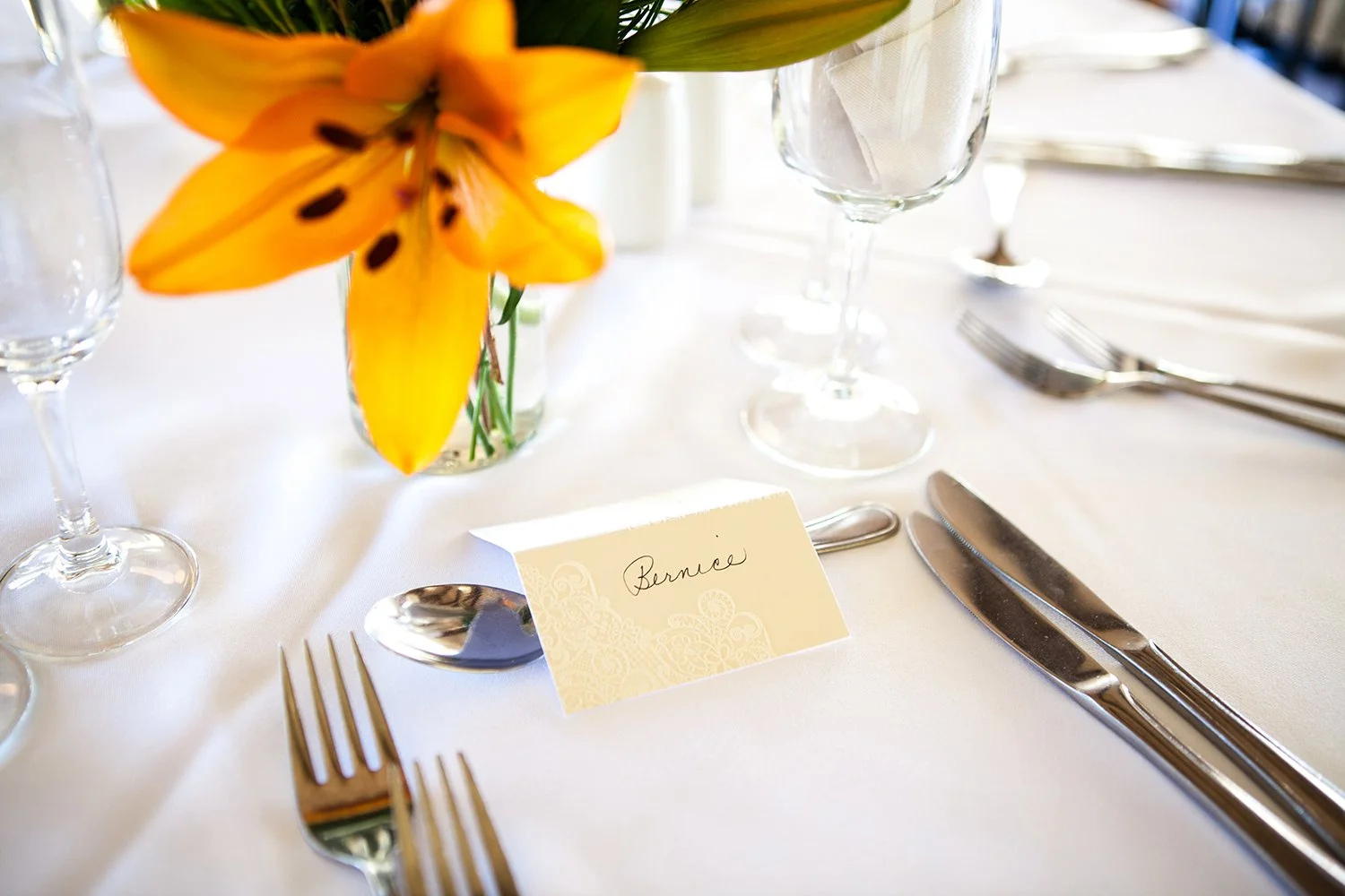 detail of table setting at wedding