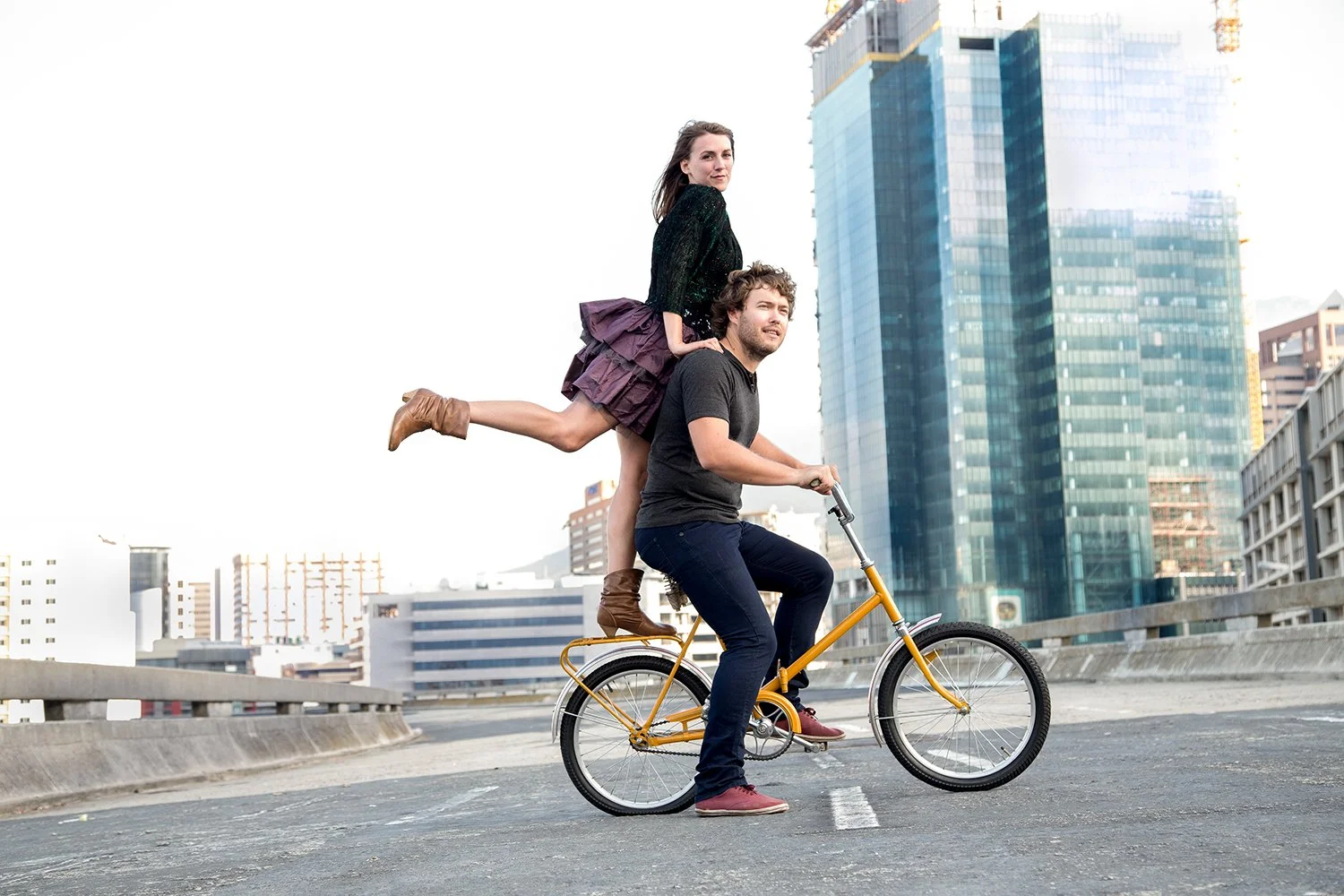 couple on bike during couple shoot