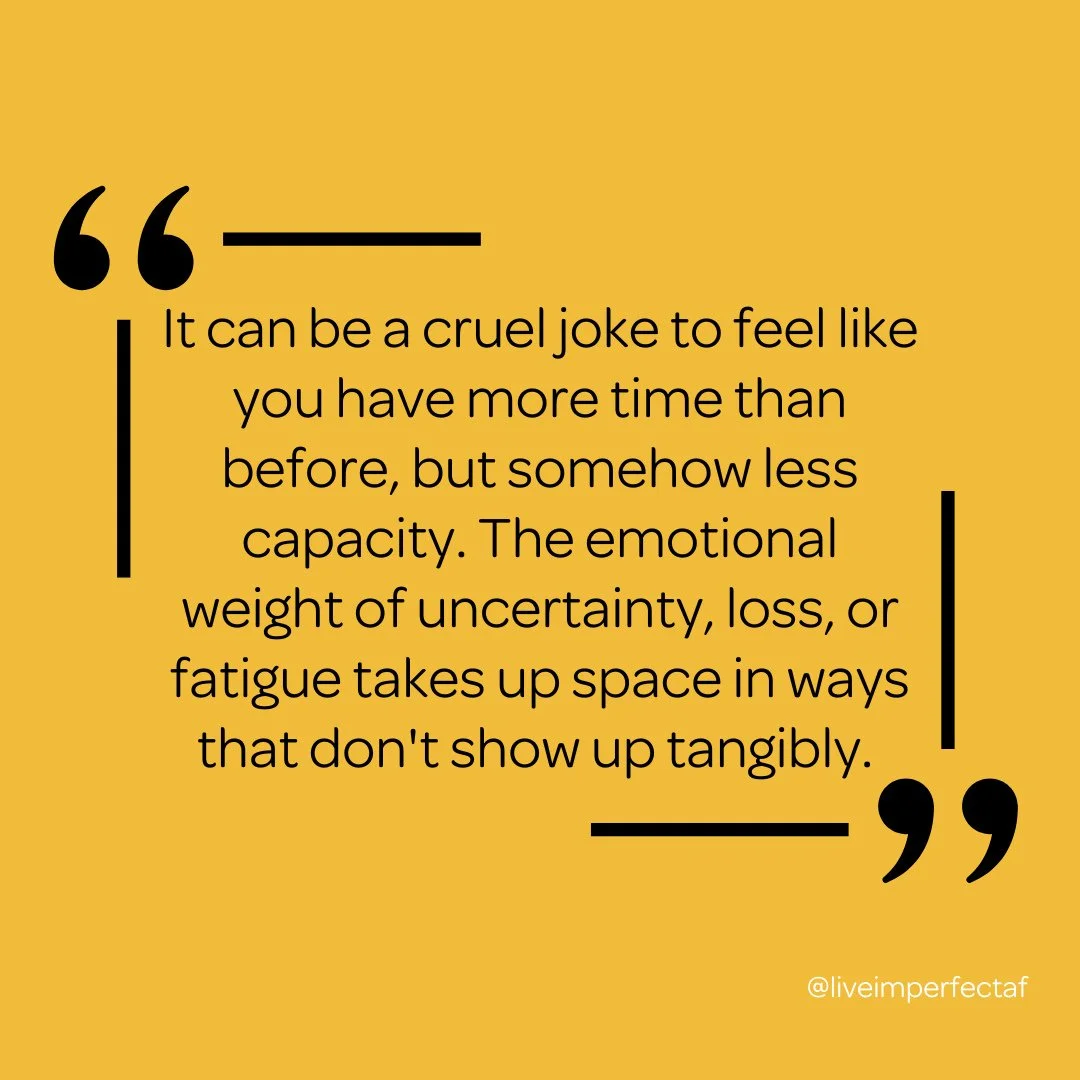 ⚡ I'm just gonna say it: big life changes are invisible energy vampires.⁠
⁠
💭 They drain your capacity without you noticing. + it's sneaky how some transitions, like job transitions, grief, or chronic conditions, don't even fill your calendar. You m