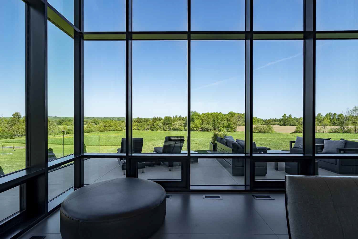 View through the windows from a luxury home in Clearview Ontario.