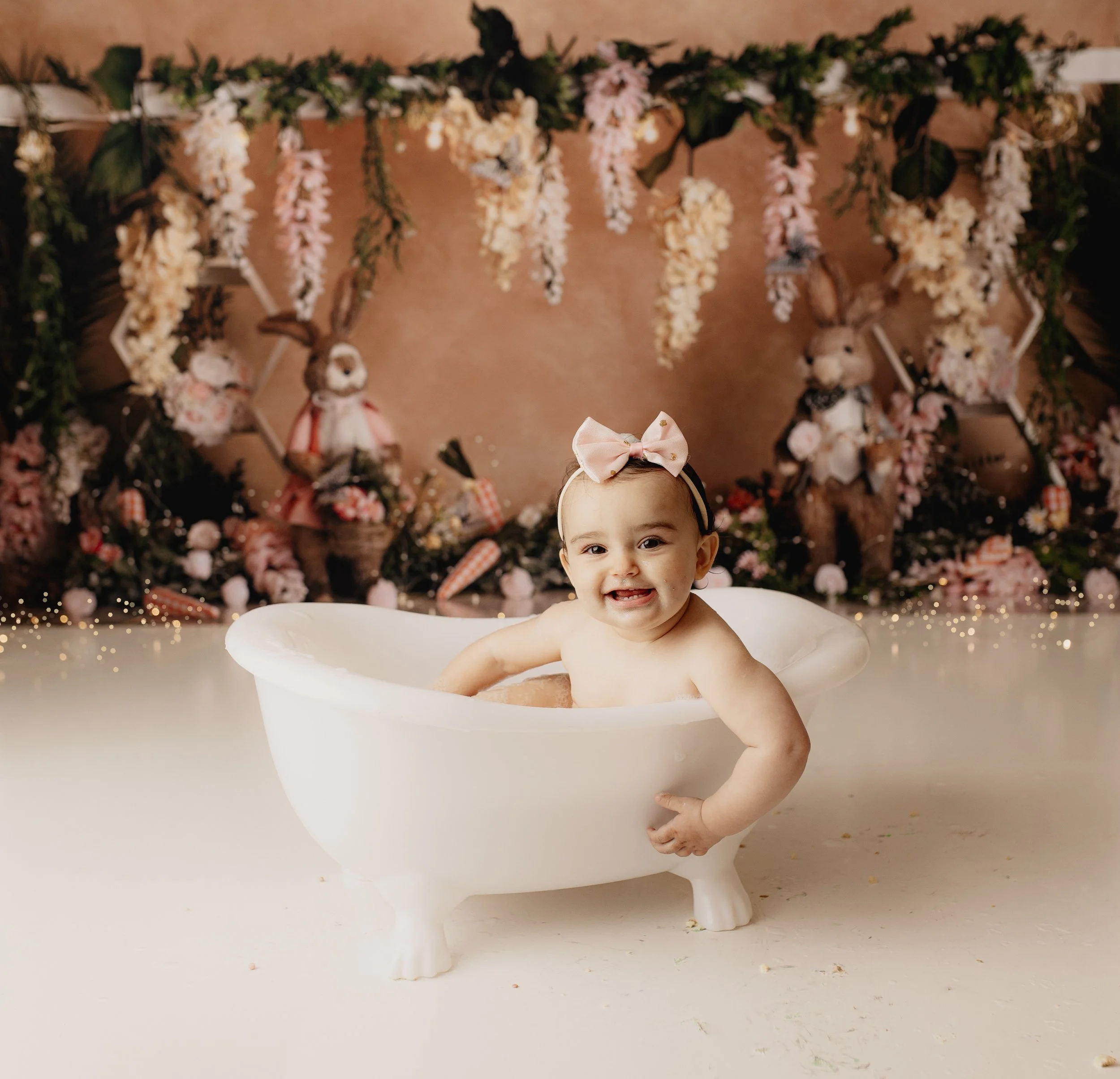 Hoppy Easter Fun: Anaya's Bunny-Themed Cake Smash Session in Saltillo, MS
