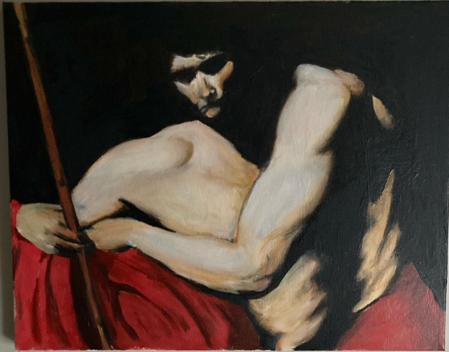 Study of Caravaggio&rsquo;s St John the Baptist with distorted proportions
Second slide is the original