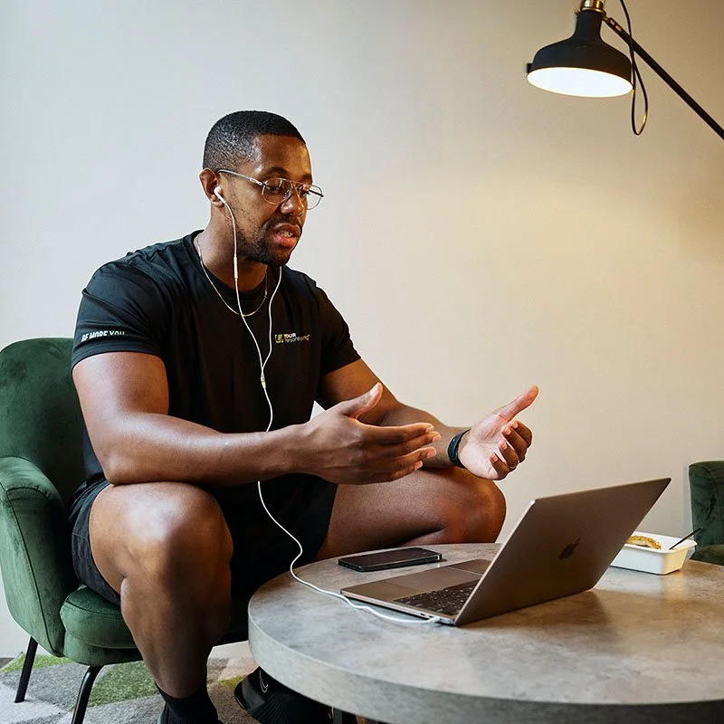 Fitness instructor trainee completing online theory exam for CIMSPA accredited Level 2 gym instructor course