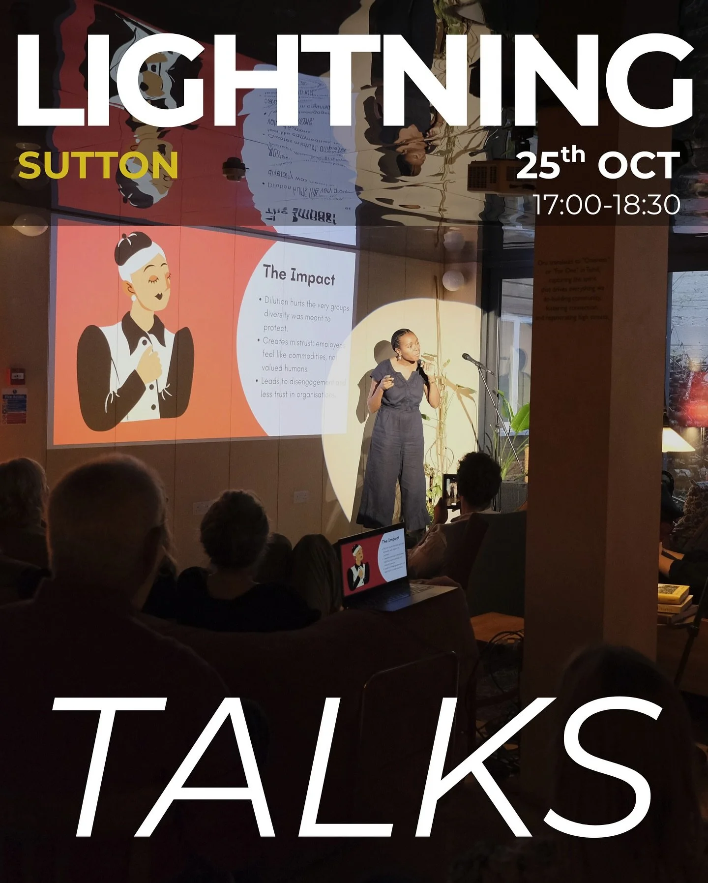 Lightning Talks is coming to Sutton! Join us on the 25th of October for our second Lightning Talk! ⚡

This fast-paced series of mini-presentations is designed to spark ideas, share perspectives, and inspire conversation 💡

With spots NOW OPEN, be a 