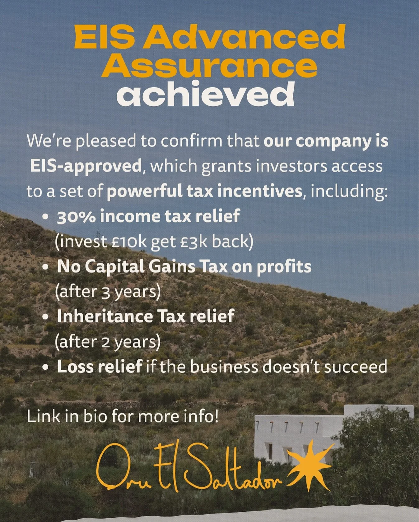 We&rsquo;re pleased to share that Oru El Saltador Ltd is ElS-approved! Head to the link in our bio to find out more about what this means for you and your investment 🌿

With just 48 hours left to invest, now is the time. We&rsquo;ve raised &pound;94