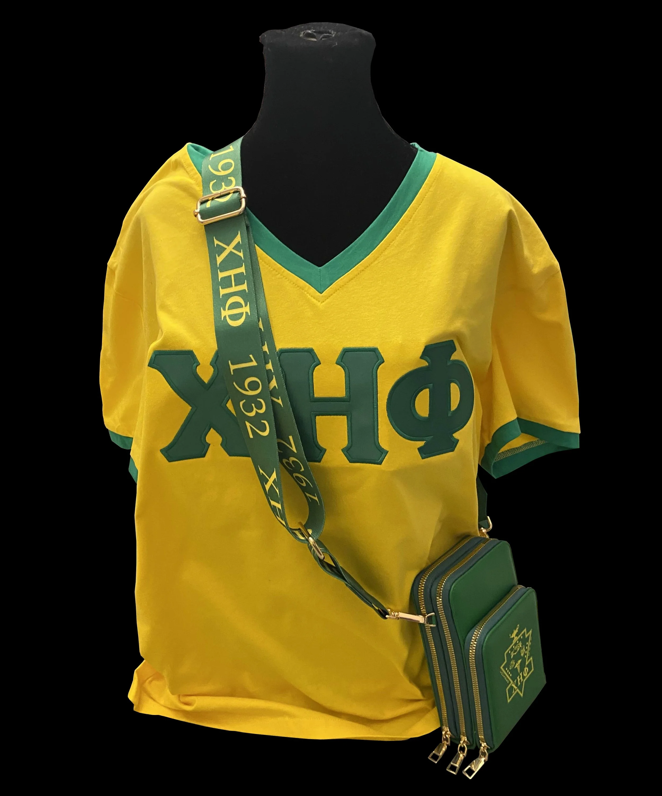 Chi Eta Phi Crossbody Bag with Green Bag Strap