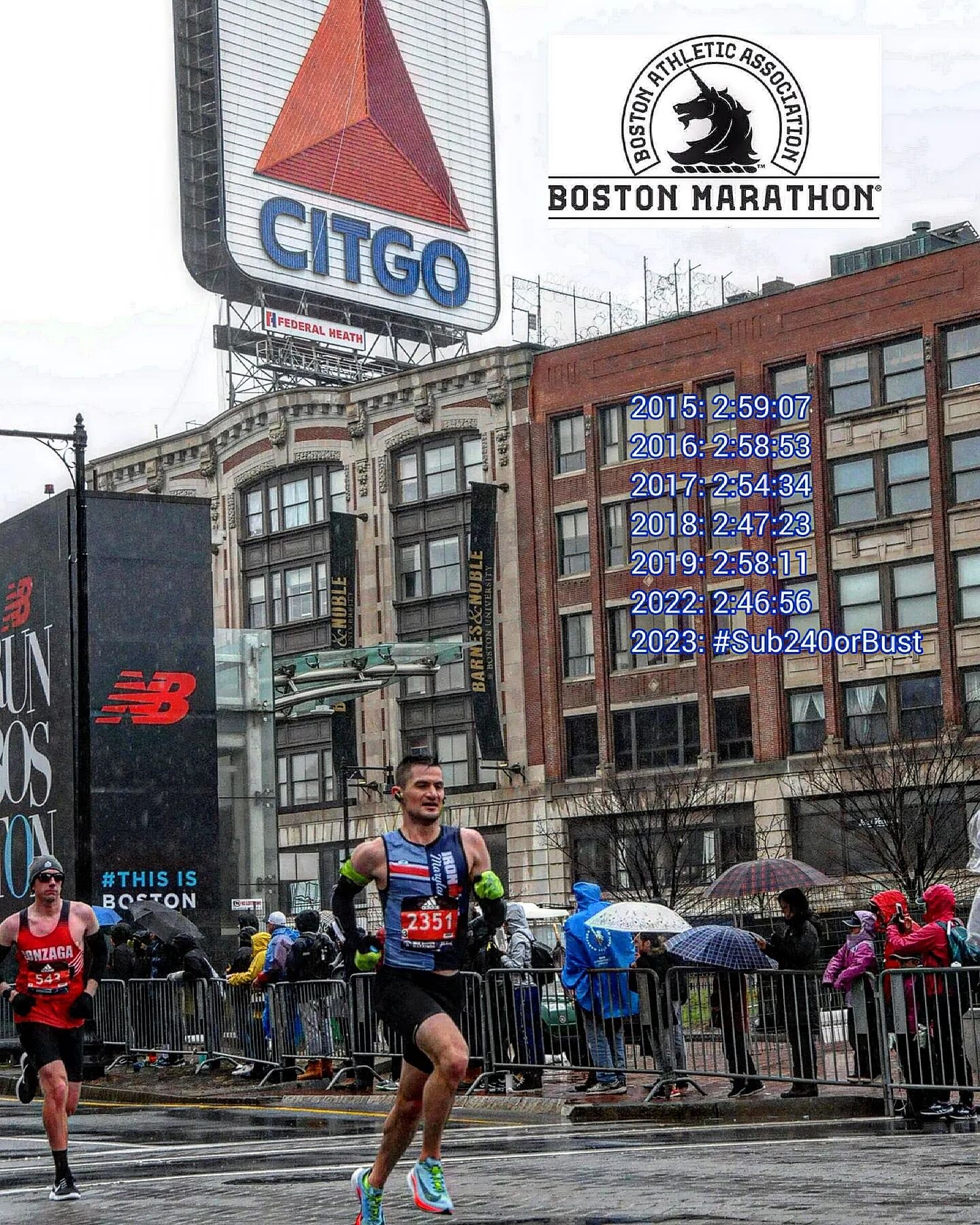 It's #BostonMarathon month! #Flashback to my favorite #marathon ever, the #monsoon year of 2018. Probably the only time I ever showed up ready to break 2:40, but sometimes you just have to take what #MotherNature gives.
..
Hoping for better weather t
