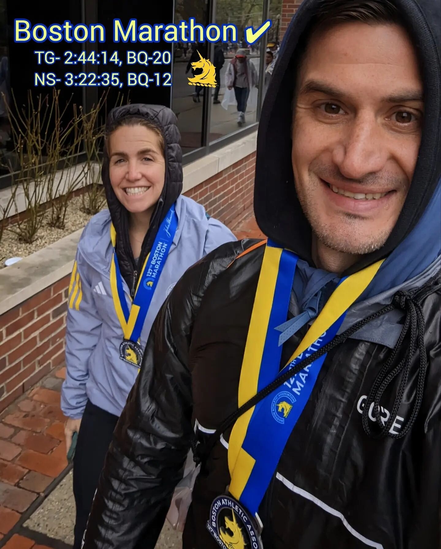 #BostonMarathon number 7, complete! Awesome race for Nikki (as TG5 passes 9 months), and me? Welll it's a #PR at least. 
..
When the goal is #sub240orbust, no way to look at it as anything other than &quot;or bust,&quot; but I've definitely blown up 