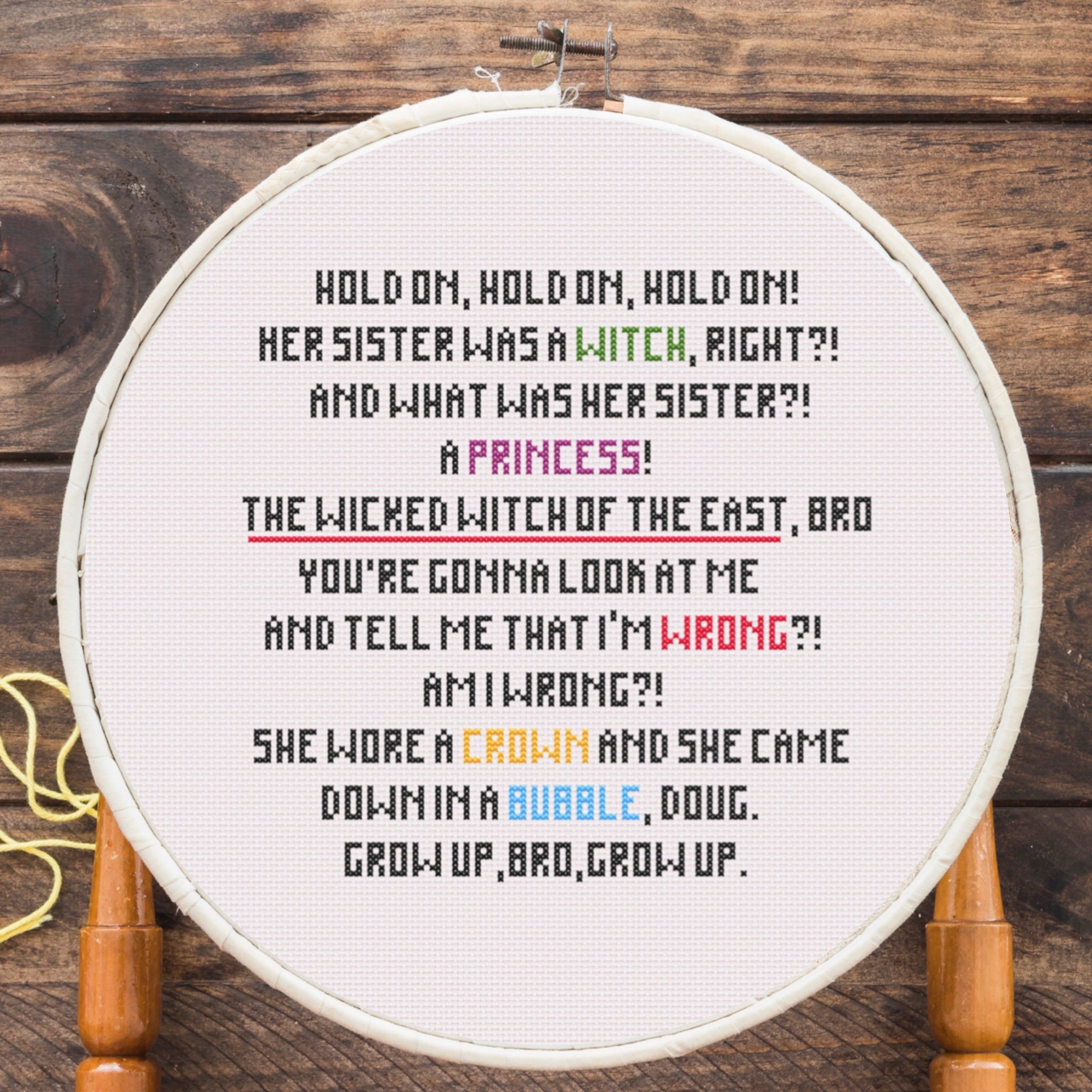 Her Sister Was A Witch cross-stitch PATTERN ONLY funny meme easy beginner funny home decor fiber art weird wall art