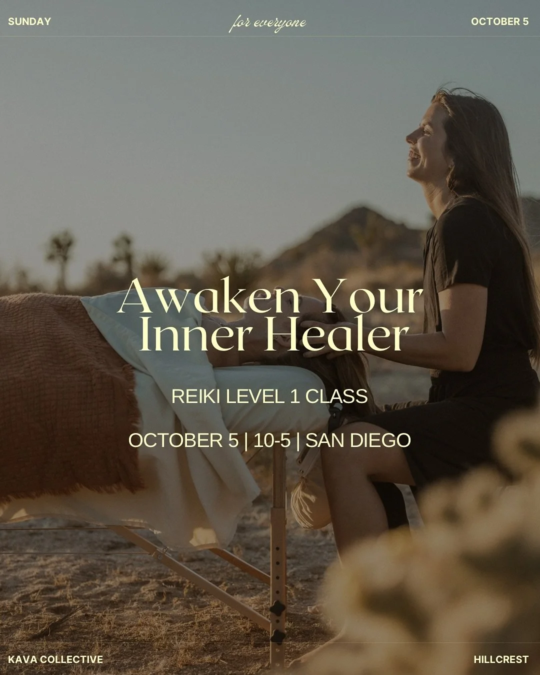 ✨ Awaken Your Inner Healer ✨

I&rsquo;m so excited to share that I&rsquo;m teaching Reiki Level 1 Training on Sunday, October 5th at Kava Collective! 💛

This full-day training is all about slowing down, connecting with yourself, and discovering your