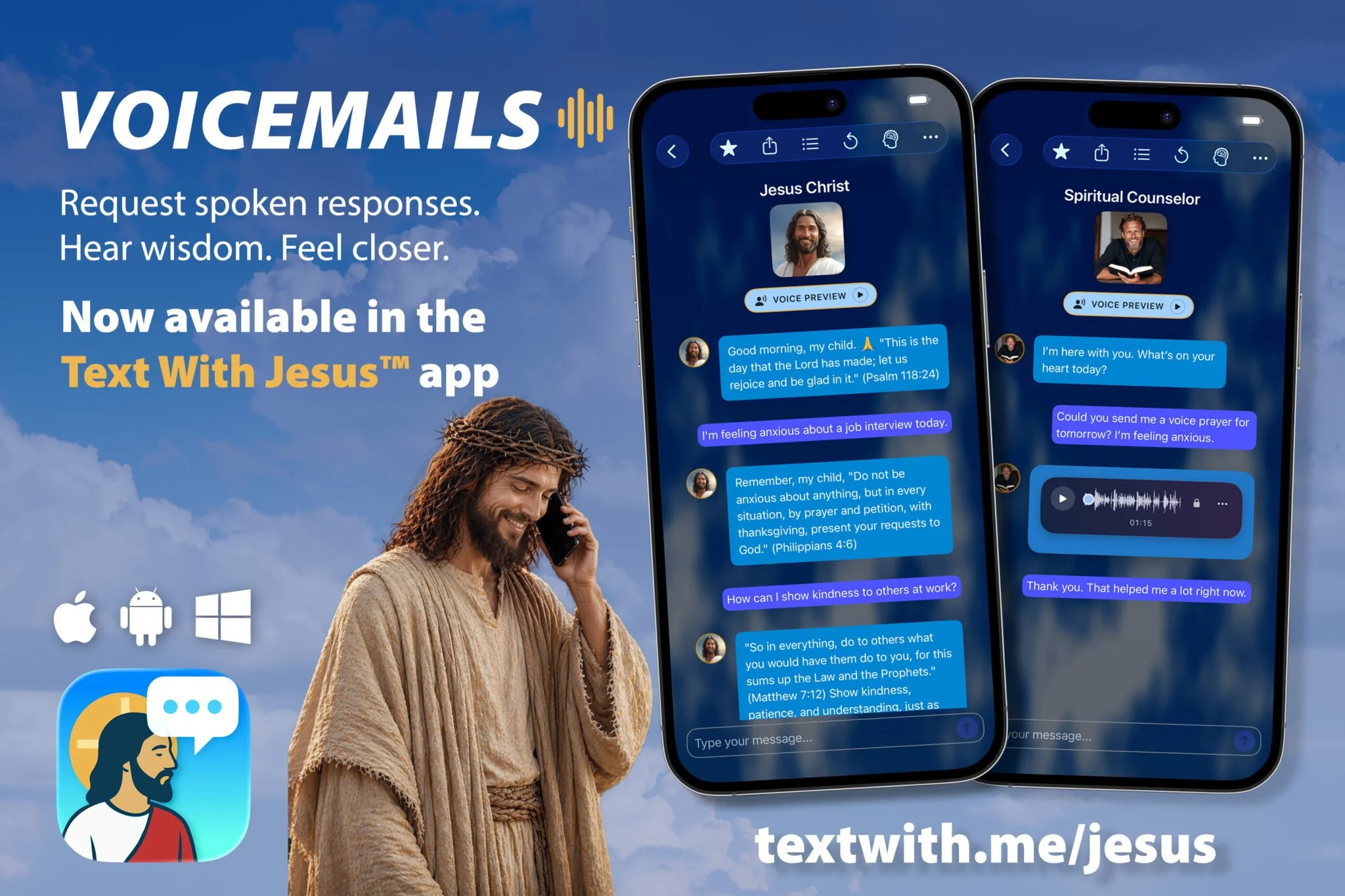 Text With Jesus launches voicemail-style audio responses from biblical figures