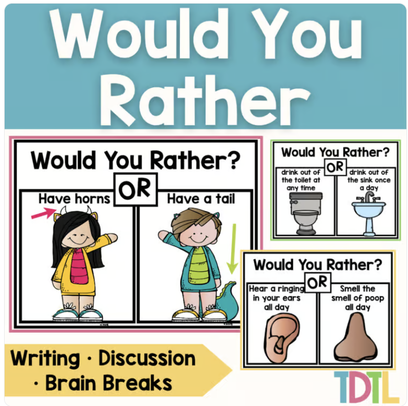 would you rather writing prompts for kids