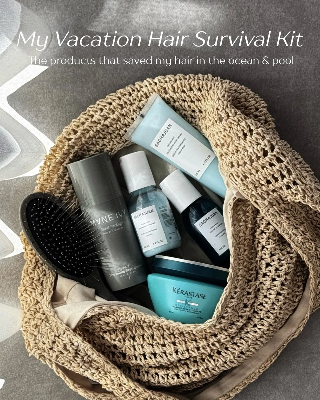 VACATION HAIR SURVIVAL KIT🌊
The Mexico sun, saltwater and chlorine can be rough on hair&mdash;especially if you colour it.

These were the three products I relied on to keep my hair hydrated, protected and shiny the entire trip.

If you&rsquo;re hea