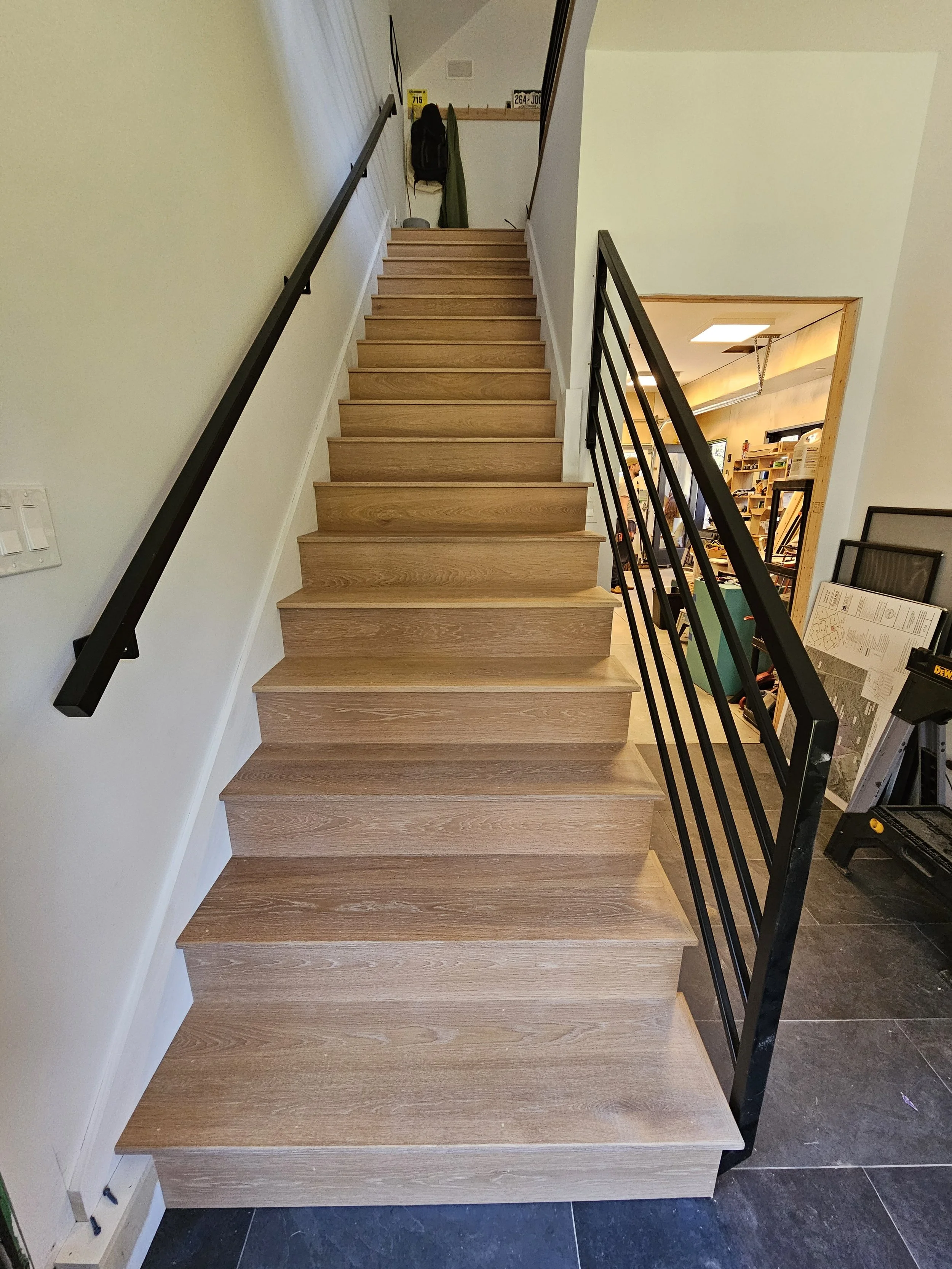 White Oak treads, risers and skirtboard installation, North Yarmouth 2025