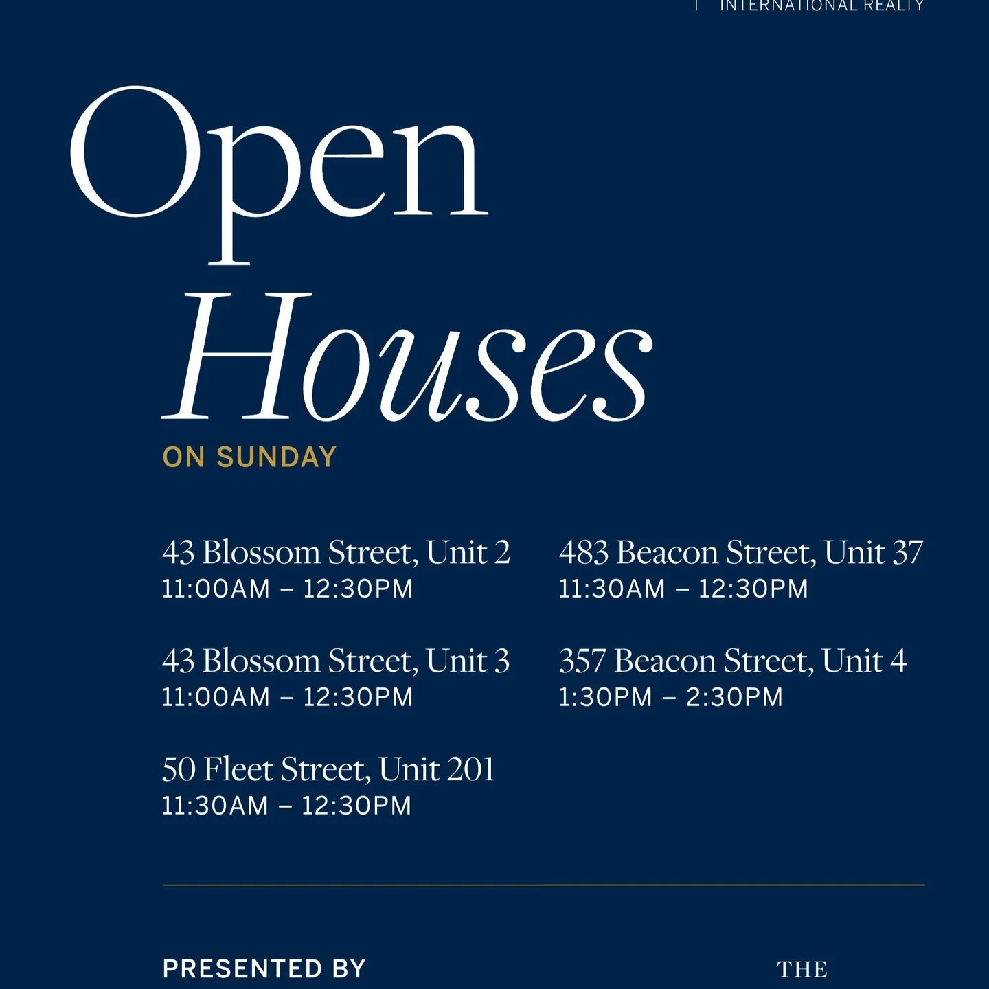 Please join us for open houses on Sunday in Back Bay, the Waterfront &amp; Chelsea!