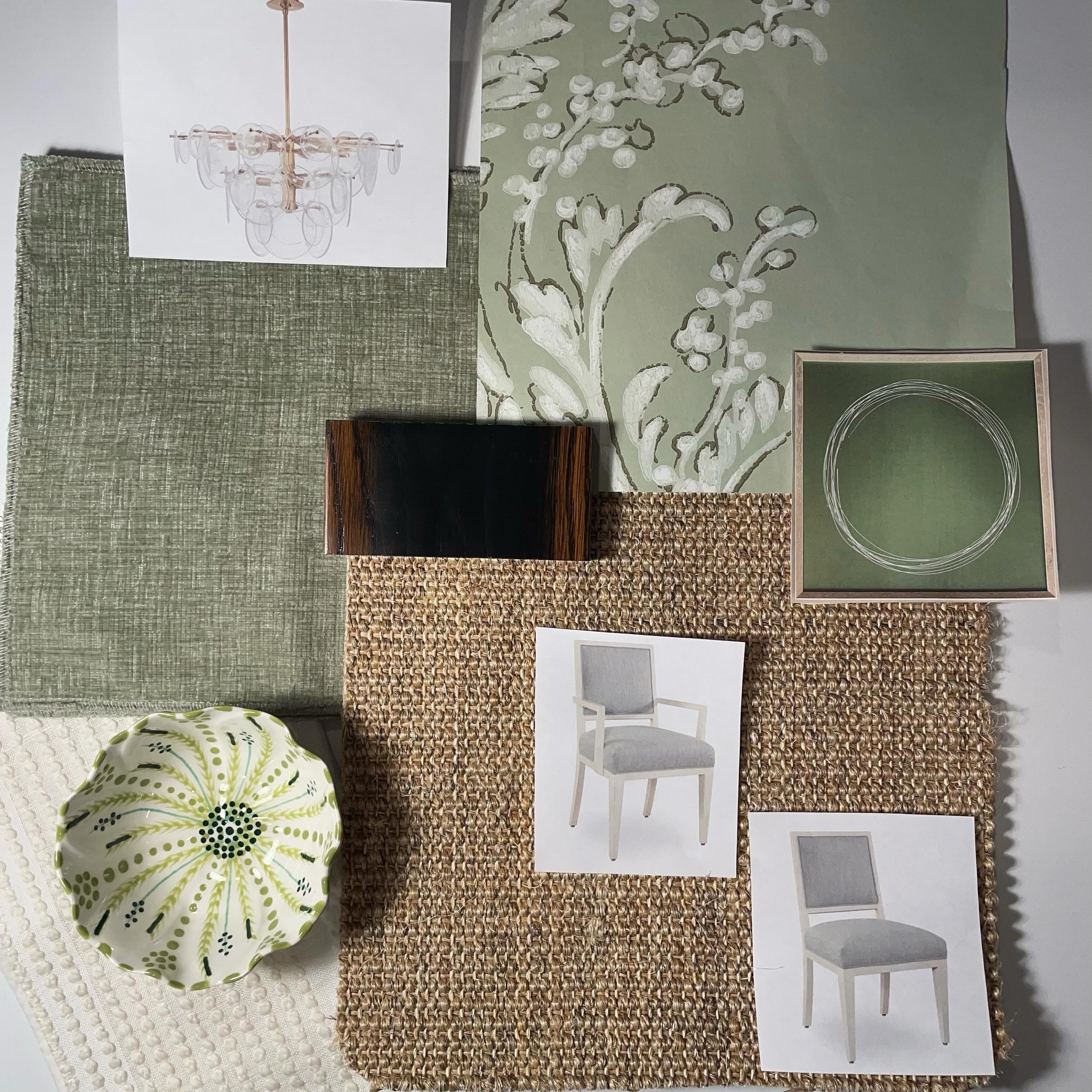 Happy #FlatLayFriday with these Summit dining room selections. I call it &ldquo;traditional with a twist&rdquo;! Photos of the finished room coming soon. 

#flatlay #interiors #interiordesign #summitnj #njinteriors #njdesigner #materials