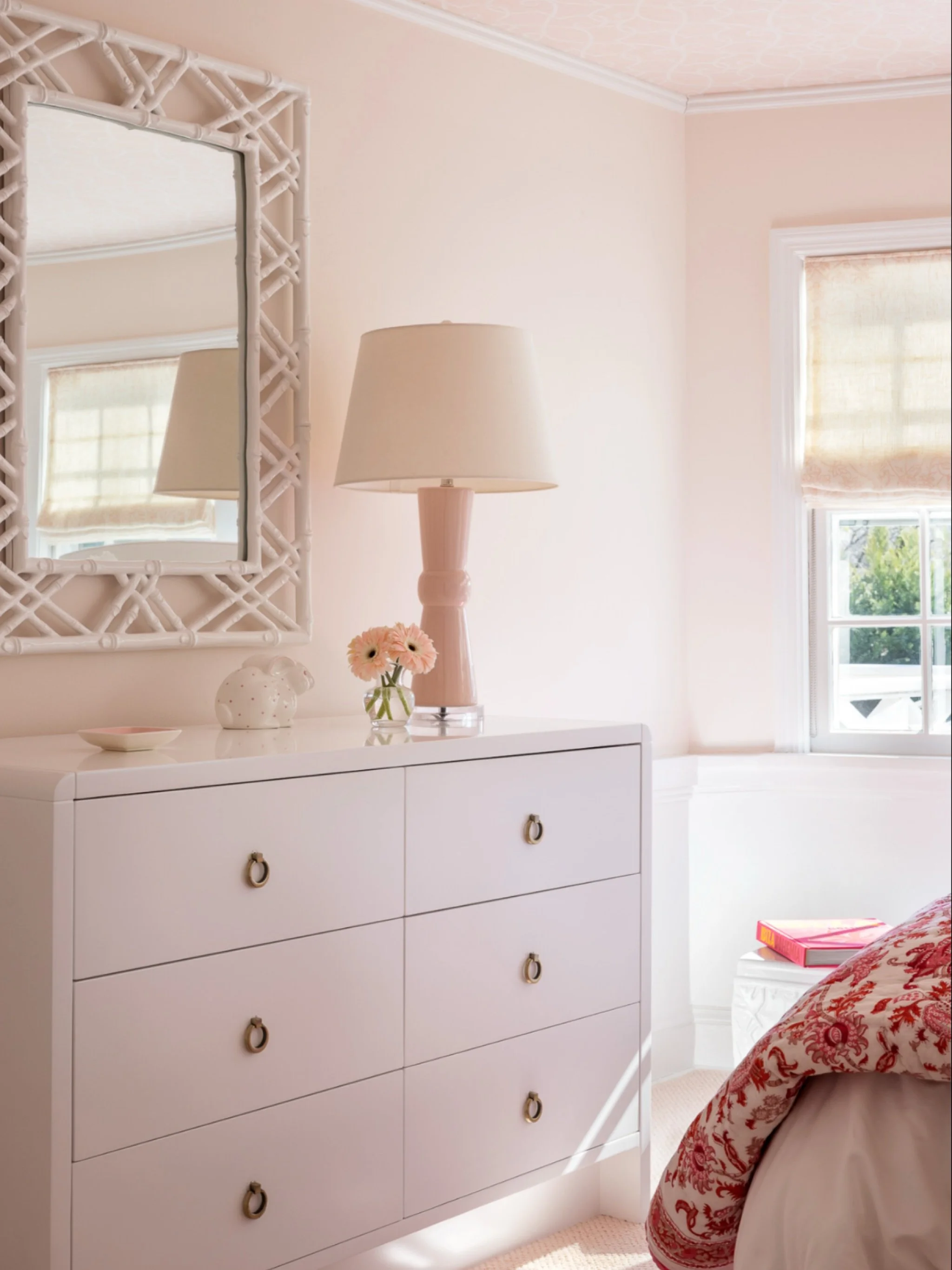 Soft layers, gentle tones, and a bedroom designed for calm.

#bedroom #pink #wallpaper #softtones #njinteriordesigner