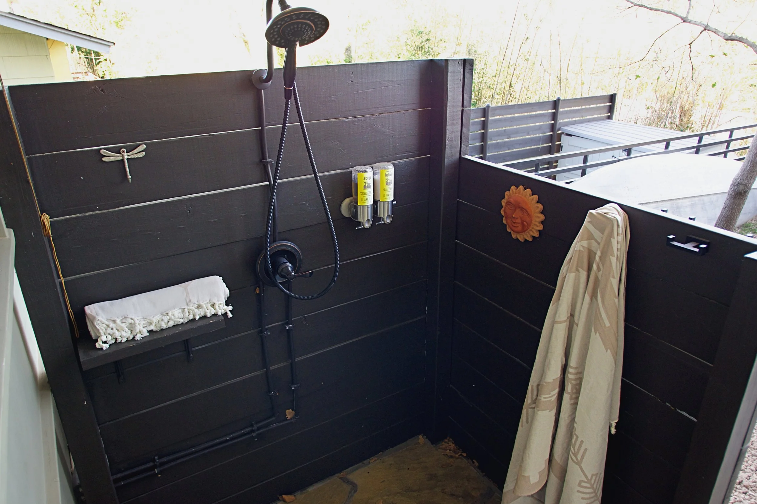 Outdoor Shower Adjacent to Hot Tub & Infrared Shower.