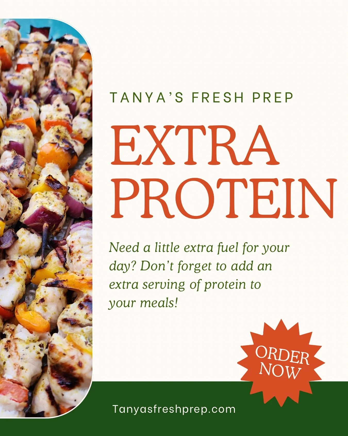 ✨EXTRA PROTEIN with TFP
💪🏼Try adding an extra serving of protein to your meals this week! Protein keeps your energy steady, supports muscle recovery, and helps you power through the day.
🫑Order your meals and add an extra serving of protein by h