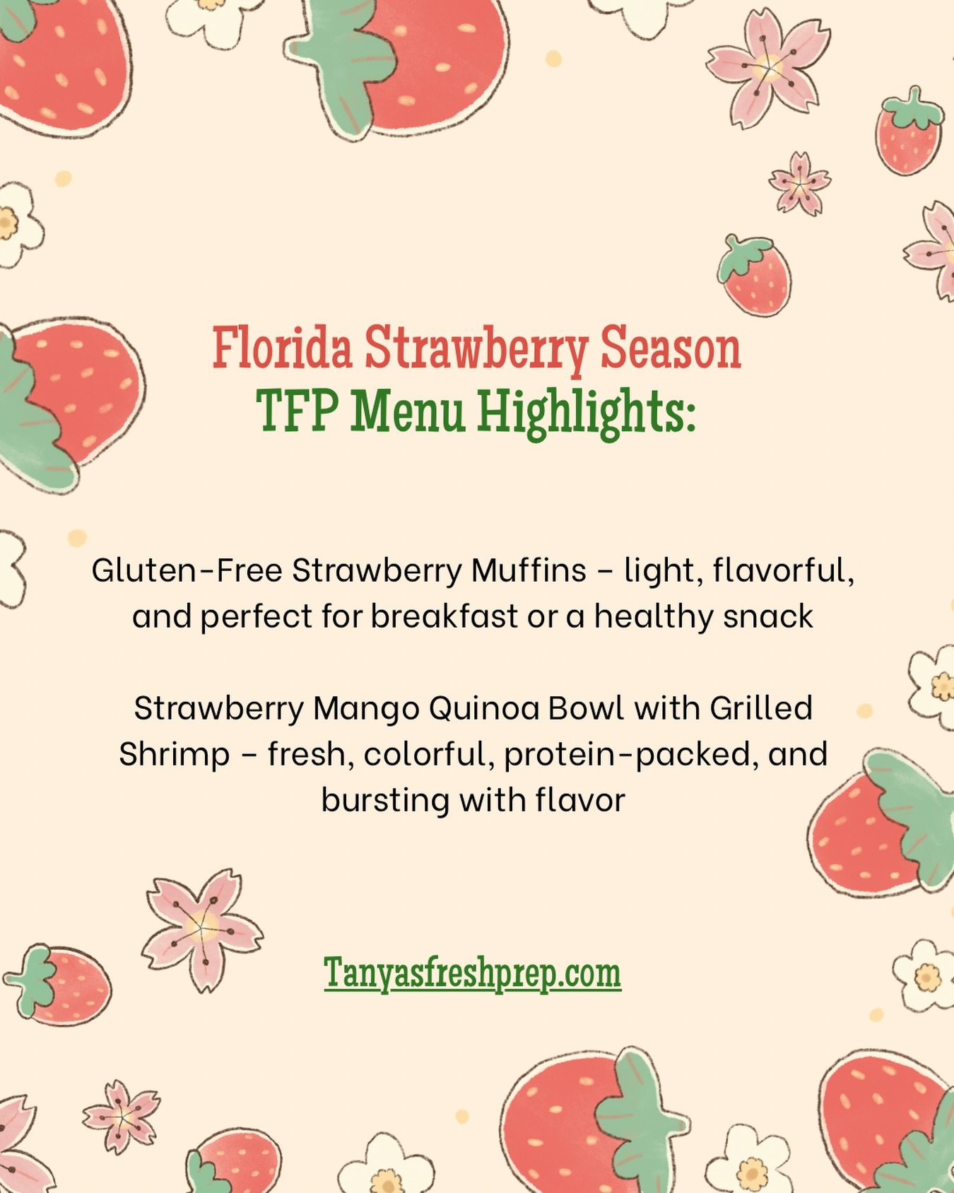 🍓January also marks the start of Florida strawberry season, and we&rsquo;re celebrating with two delicious dishes featuring these sweet, juicy local berries:

&bull;Gluten-Free Strawberry Muffins &ndash; light, flavorful, and perfect for breakfast o
