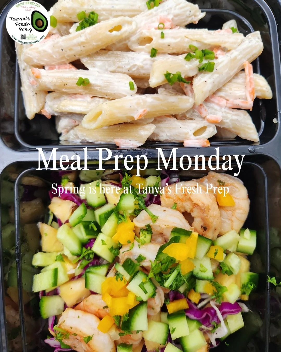 🤩Spring has arrived at Tanya&rsquo;s Fresh Prep&mdash;here&rsquo;s what was on the menu:
-Margarita Shrimp with Cucumber Pineapple Slaw and Hawaiian Macaroni Salad
-Spring Roll Salad with Grilled Chicken served with Spicy Ginger Dressing
-Grilled Ch