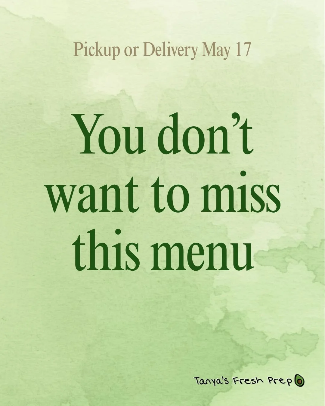 Warmer weather is here and we&rsquo;ve got the meals to match!☀️🥑

Order for pickup or delivery on May 17th. Visit tanyasfreshprep.com or click the link in our bio to order.💚

#mealprep #mealdelivery #healthyfood #healthymeals