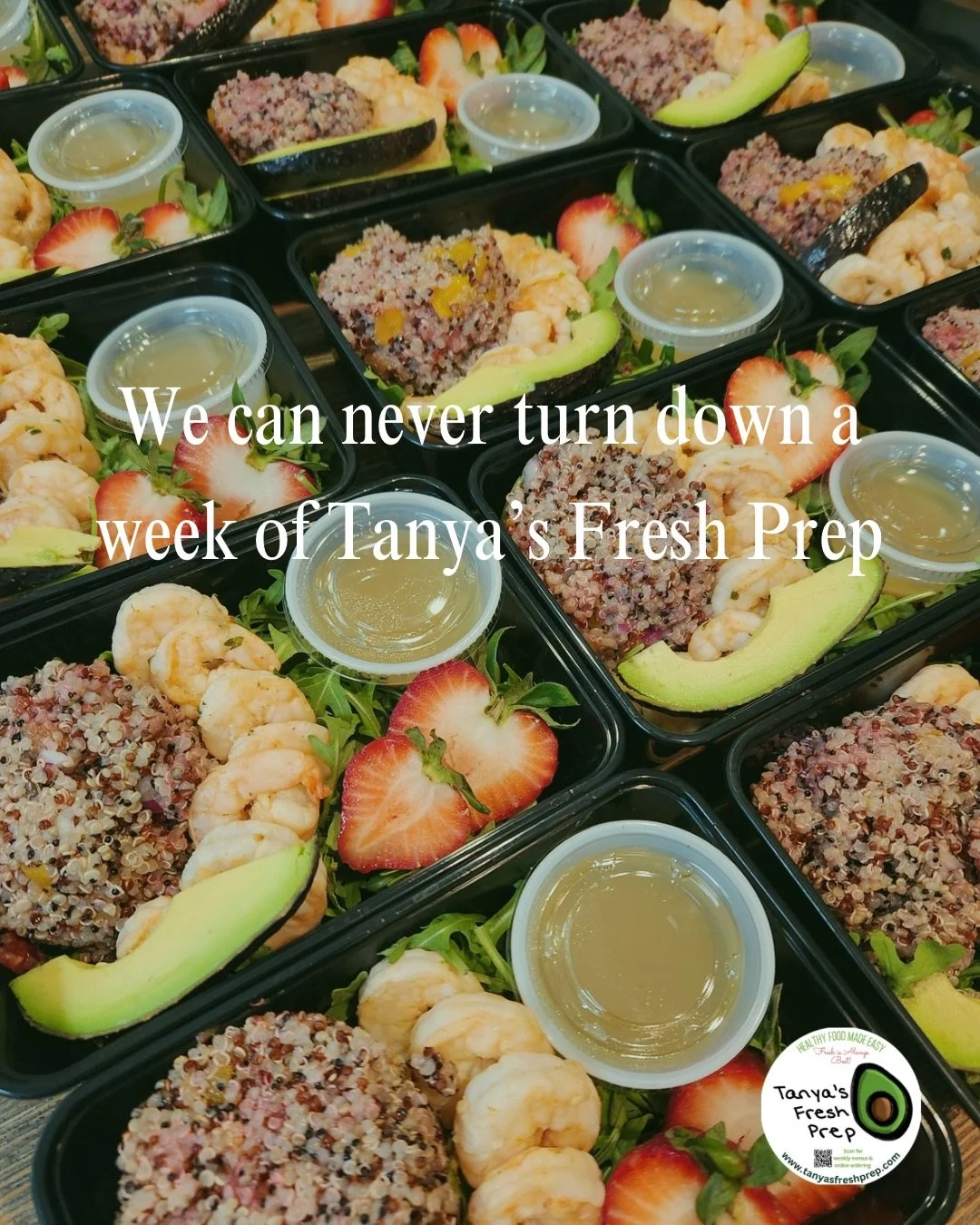 Too good to pass up😍

Tanya&rsquo;s Fresh Prep offers a new, healthy menu each week. Every meal is full of nutrients and is designed to help you hit your goals. Visit tanyasfreshprep.com or use the link in our bio to order💚 Pickup or delivery on Ju