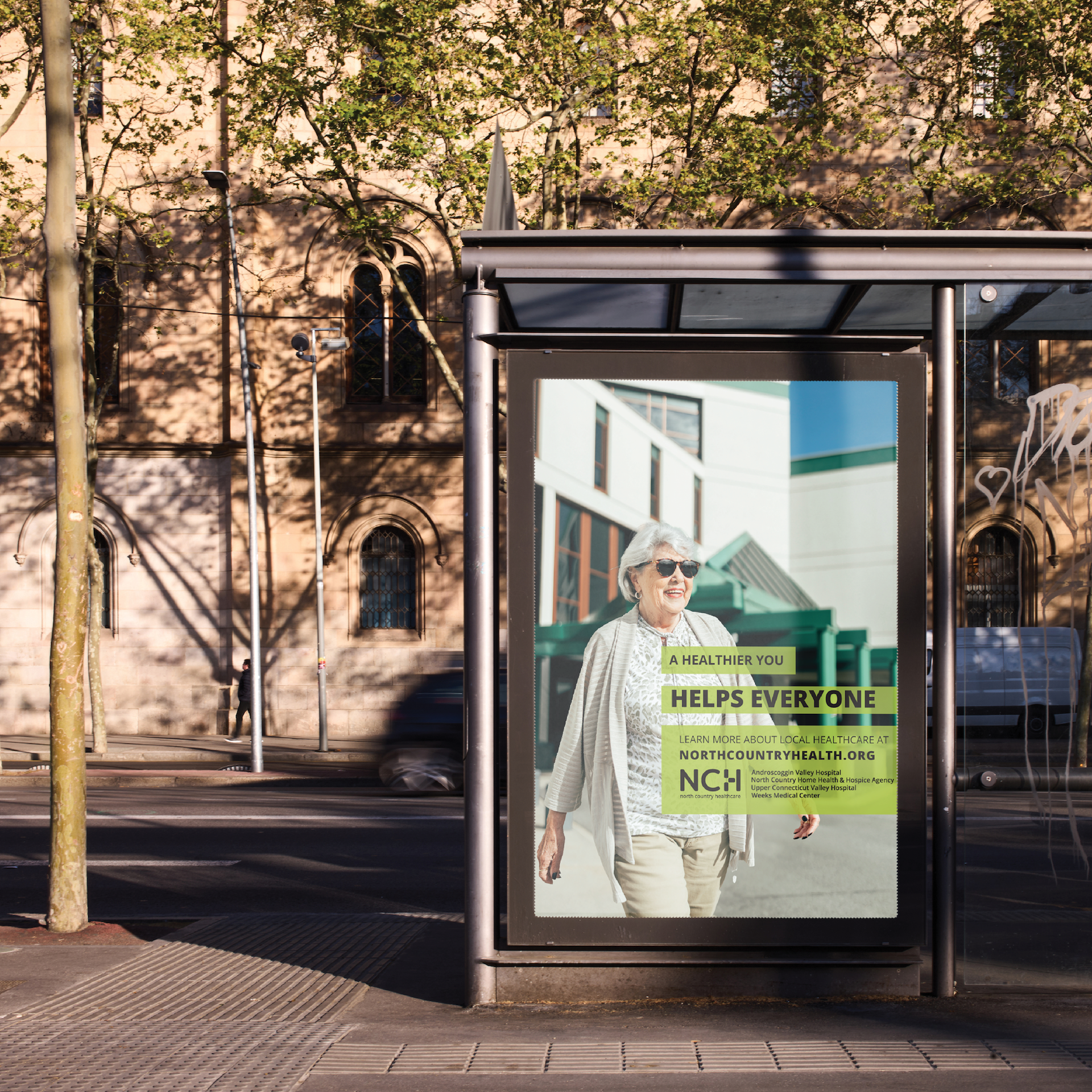 Poster mockup of NCH Poster with text overlaid saying "A Healthier You Helps Everyone"