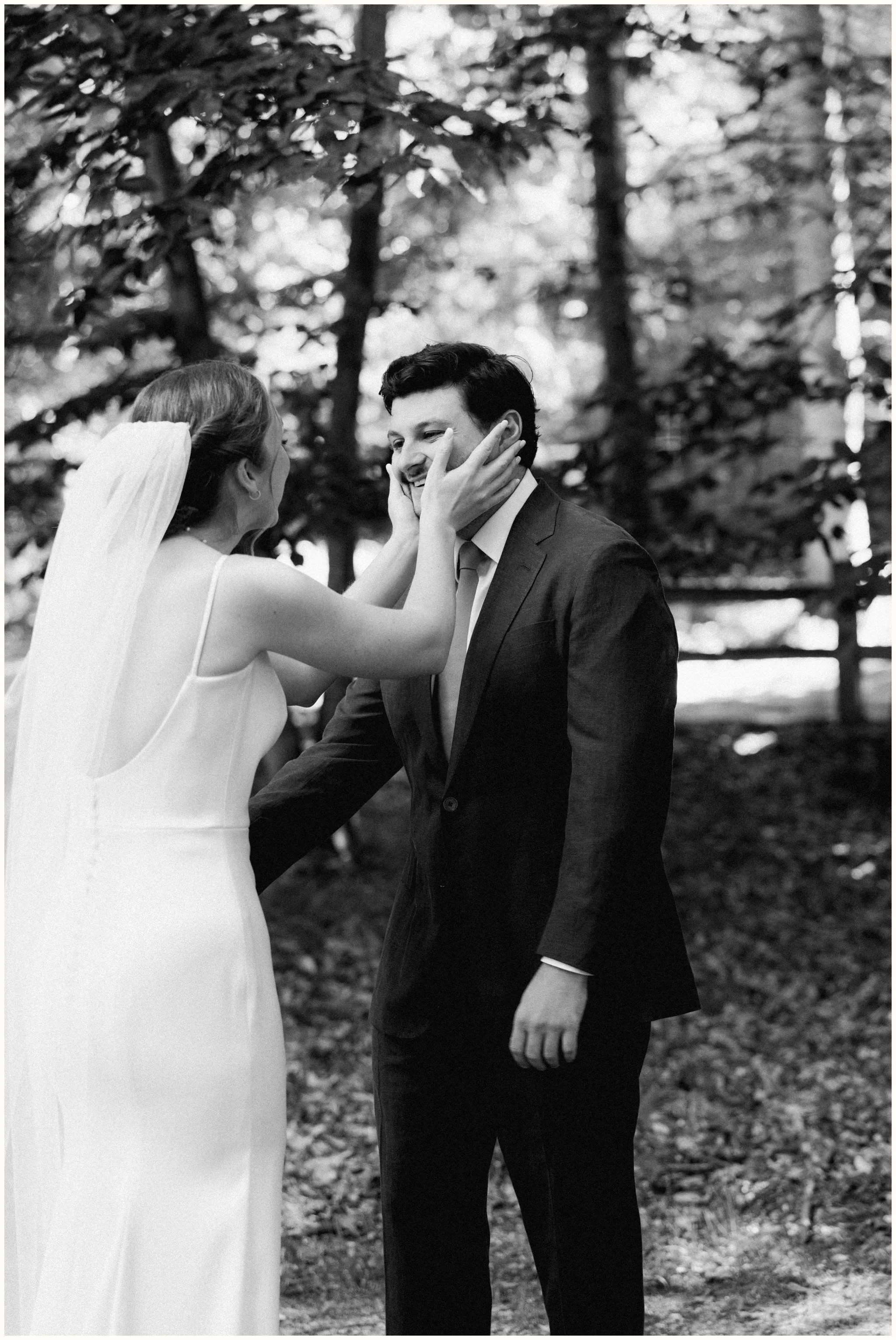 emotional candid bride and groom moment