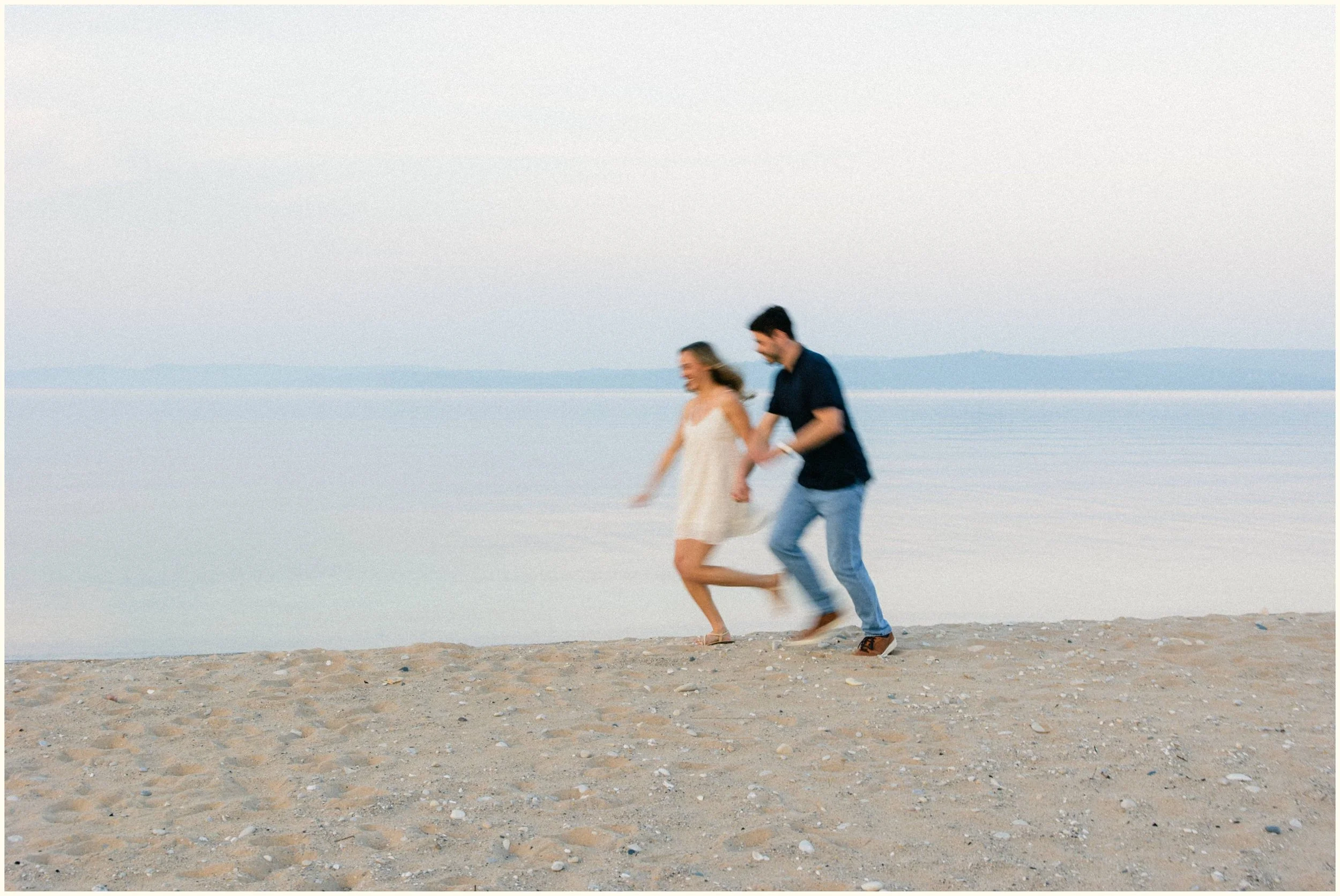 lake michigan engagement session