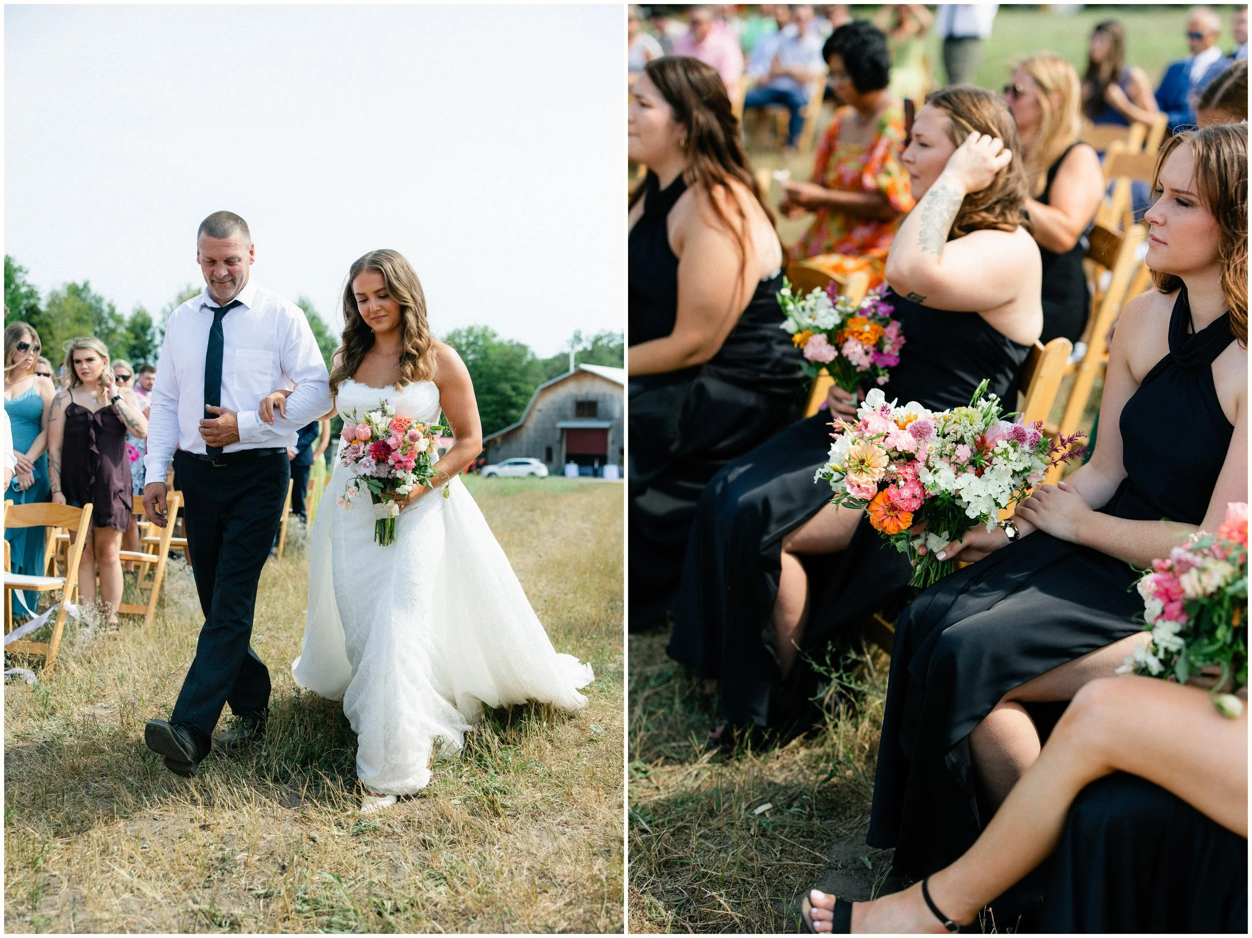 emotional bride walking down the aisle