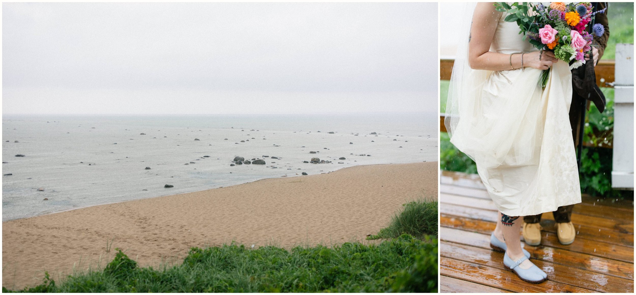 Rainy beach wedding