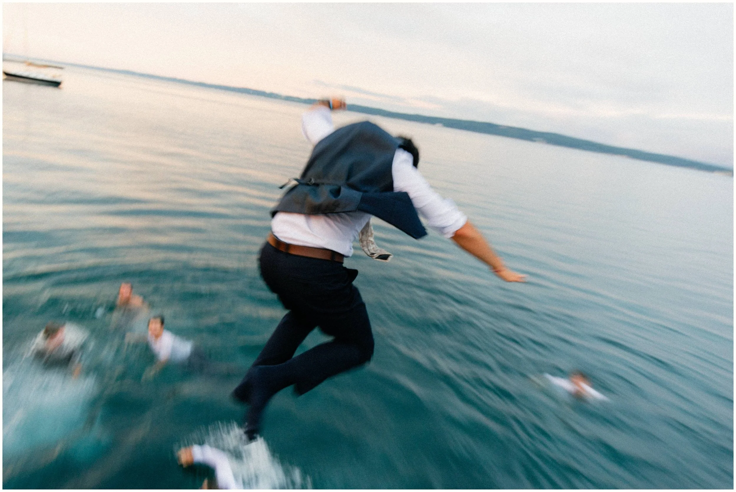 pier jump at wedding