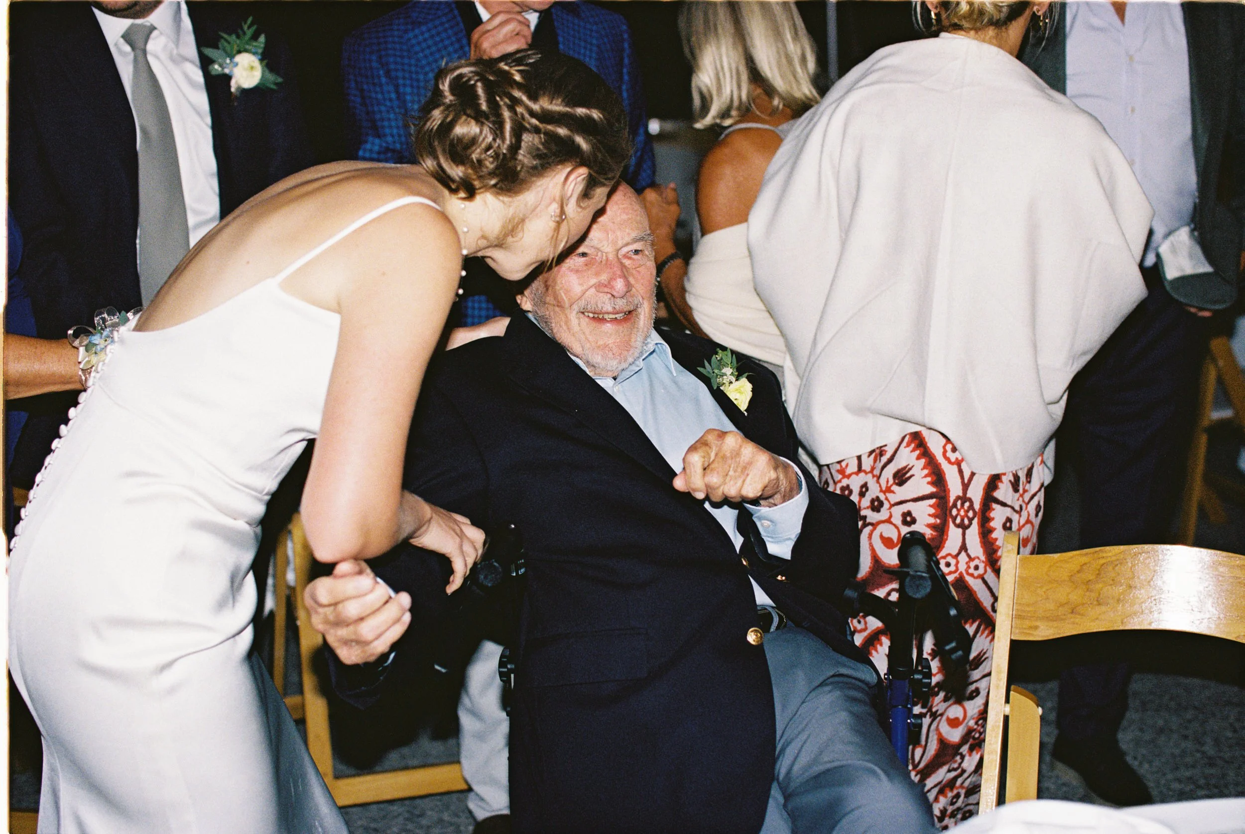 bride with her grandpa on film