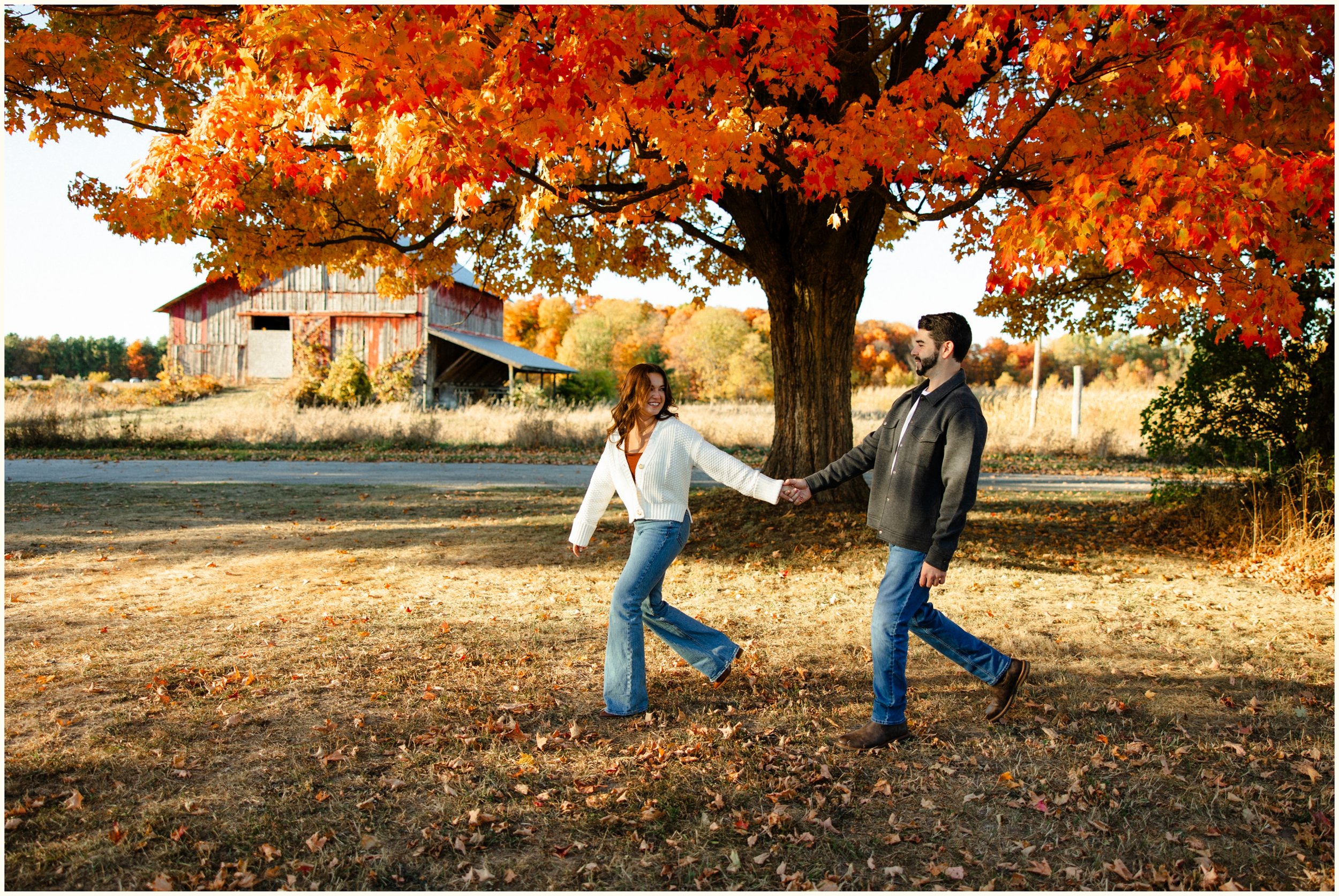 northern michigan fall engagement