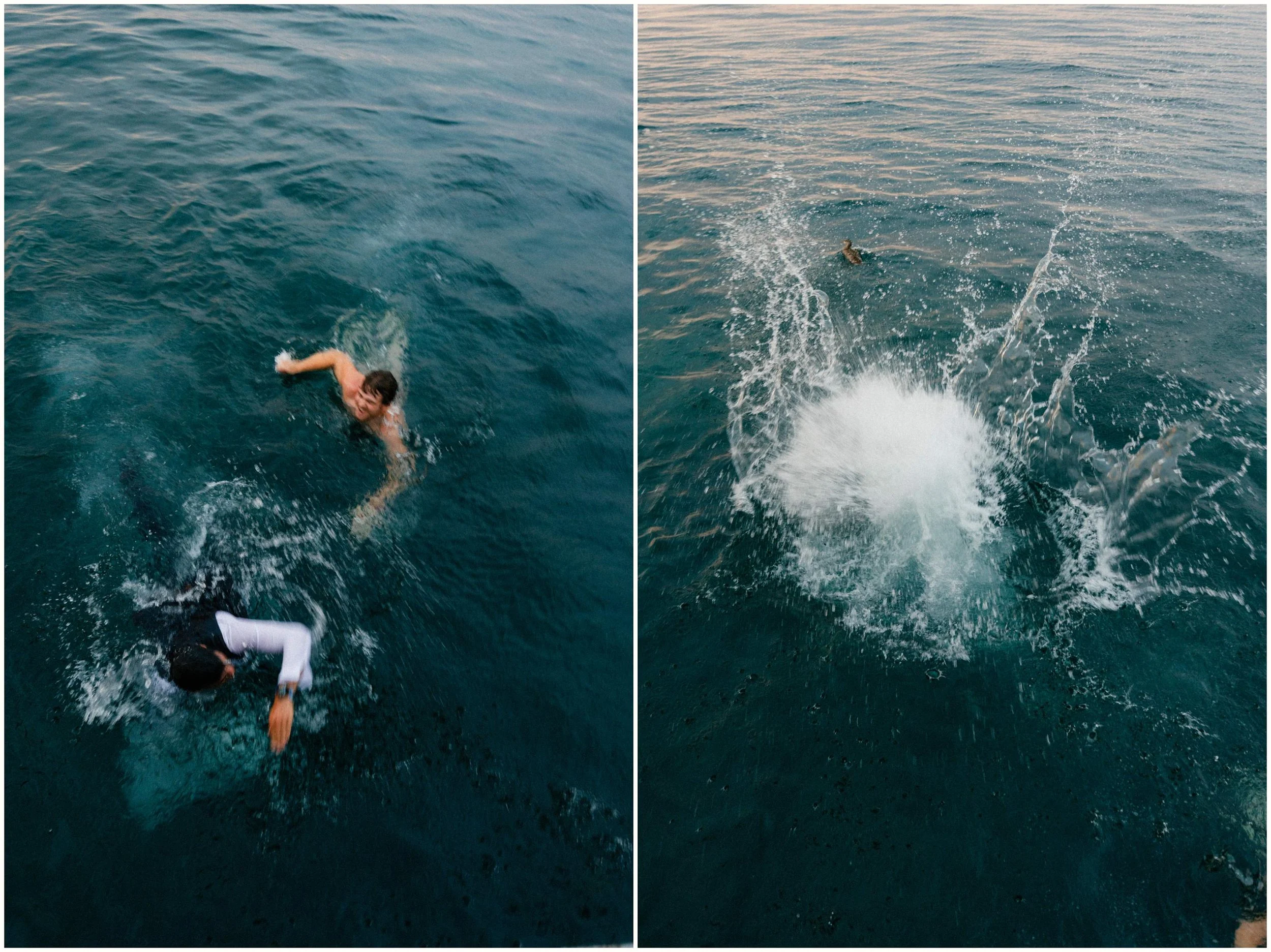 swimming during wedding reception