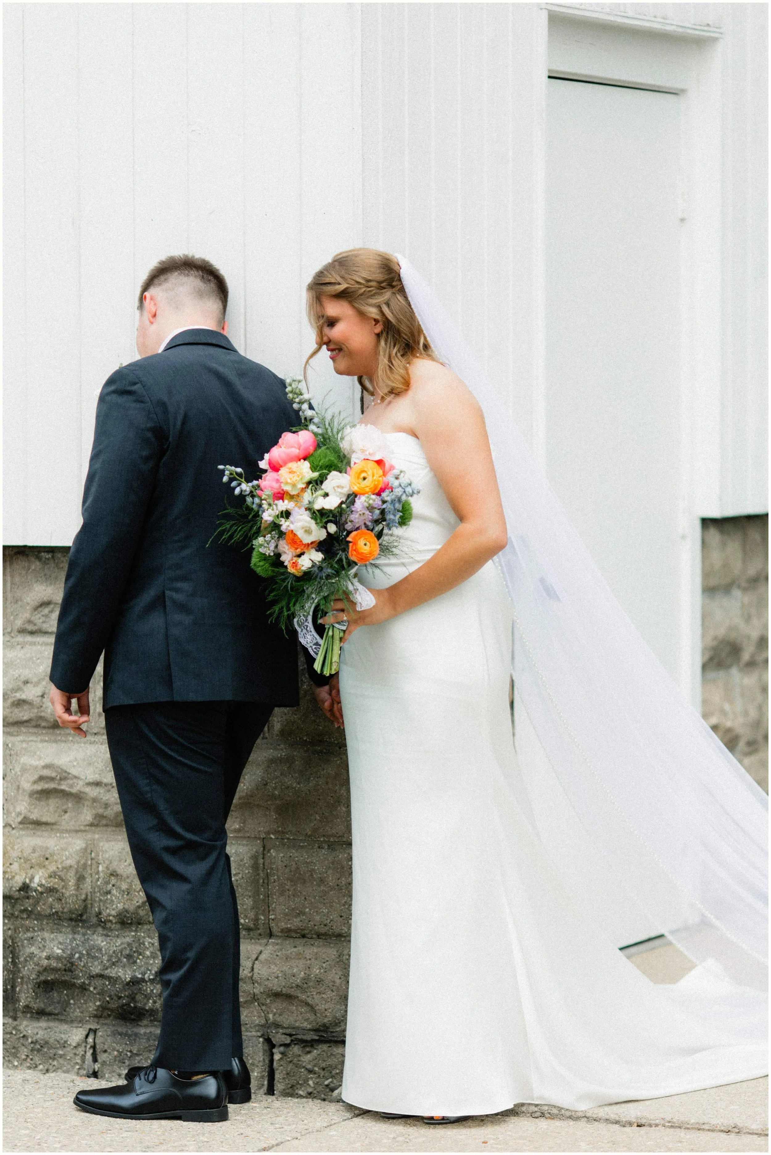 bride and groom first touch