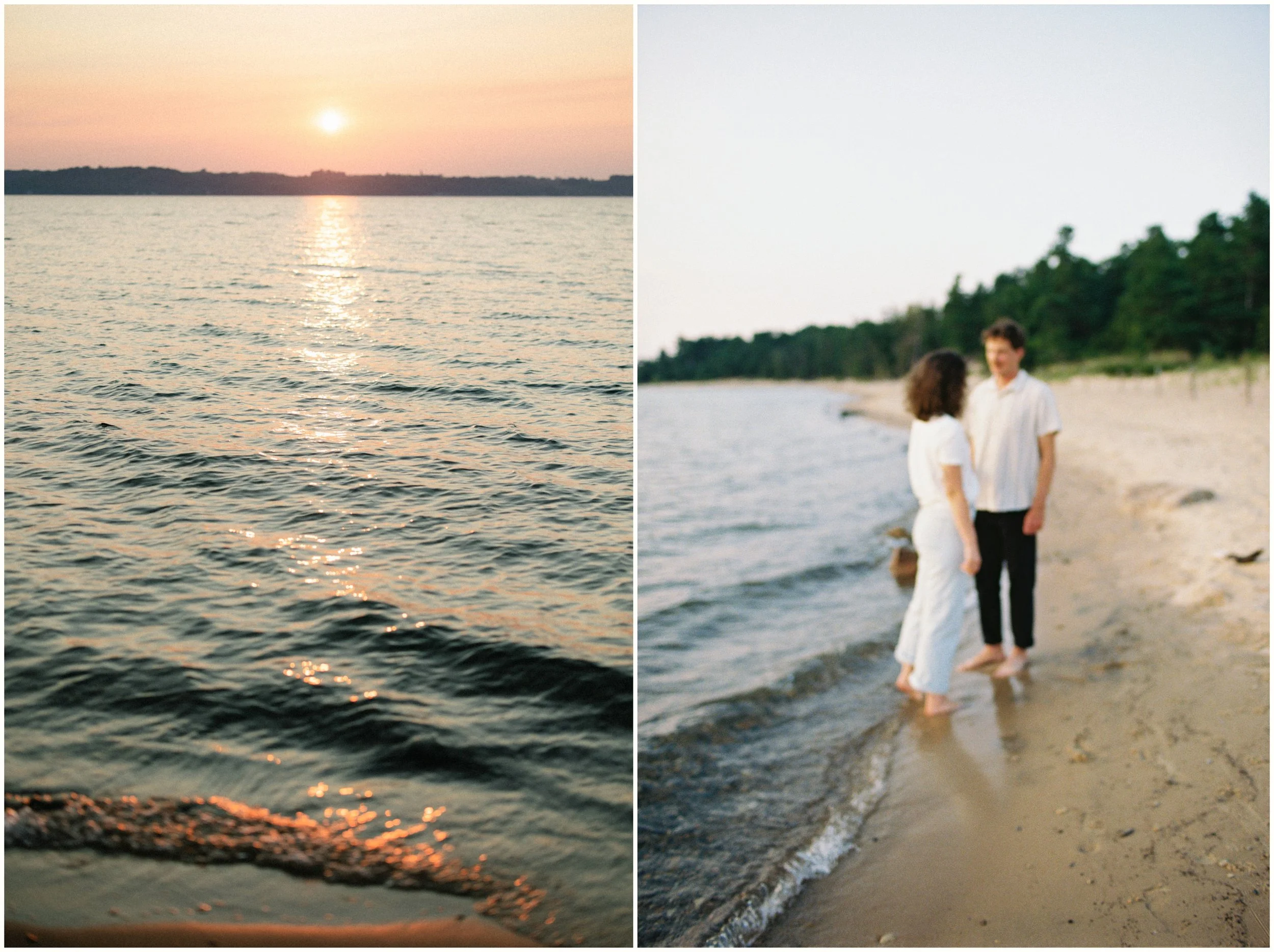 northern michigan sunset engagement