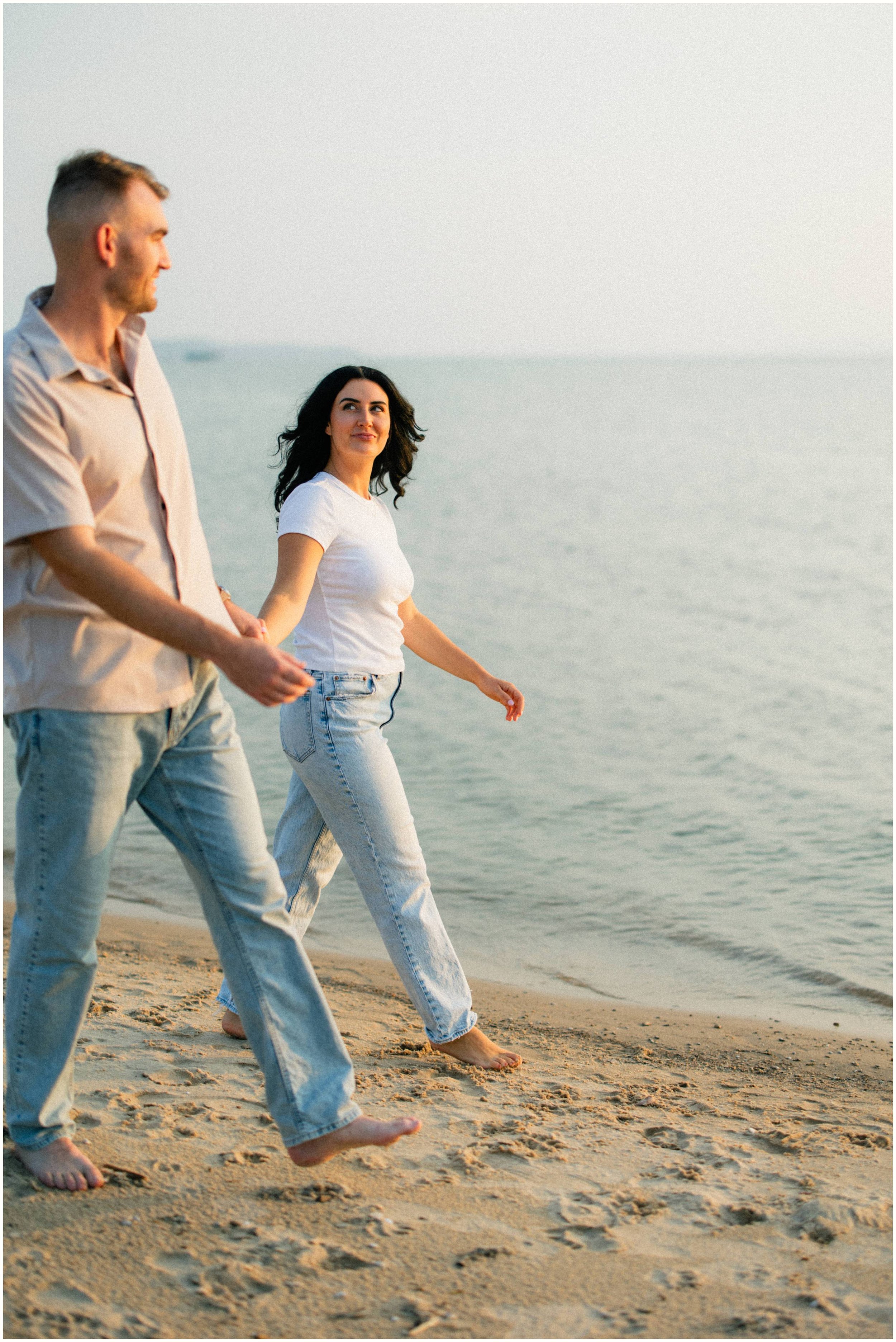 lake michigan engagement session