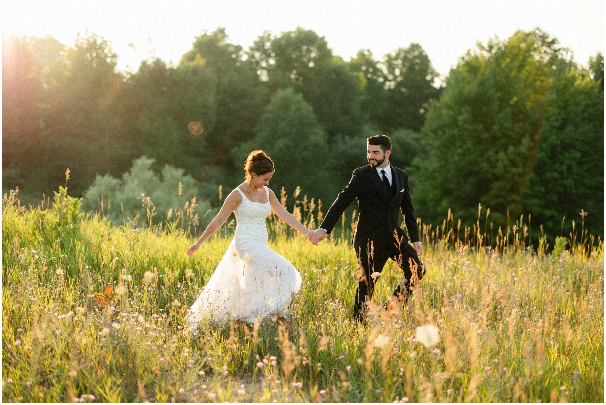 golden hour wedding portraits