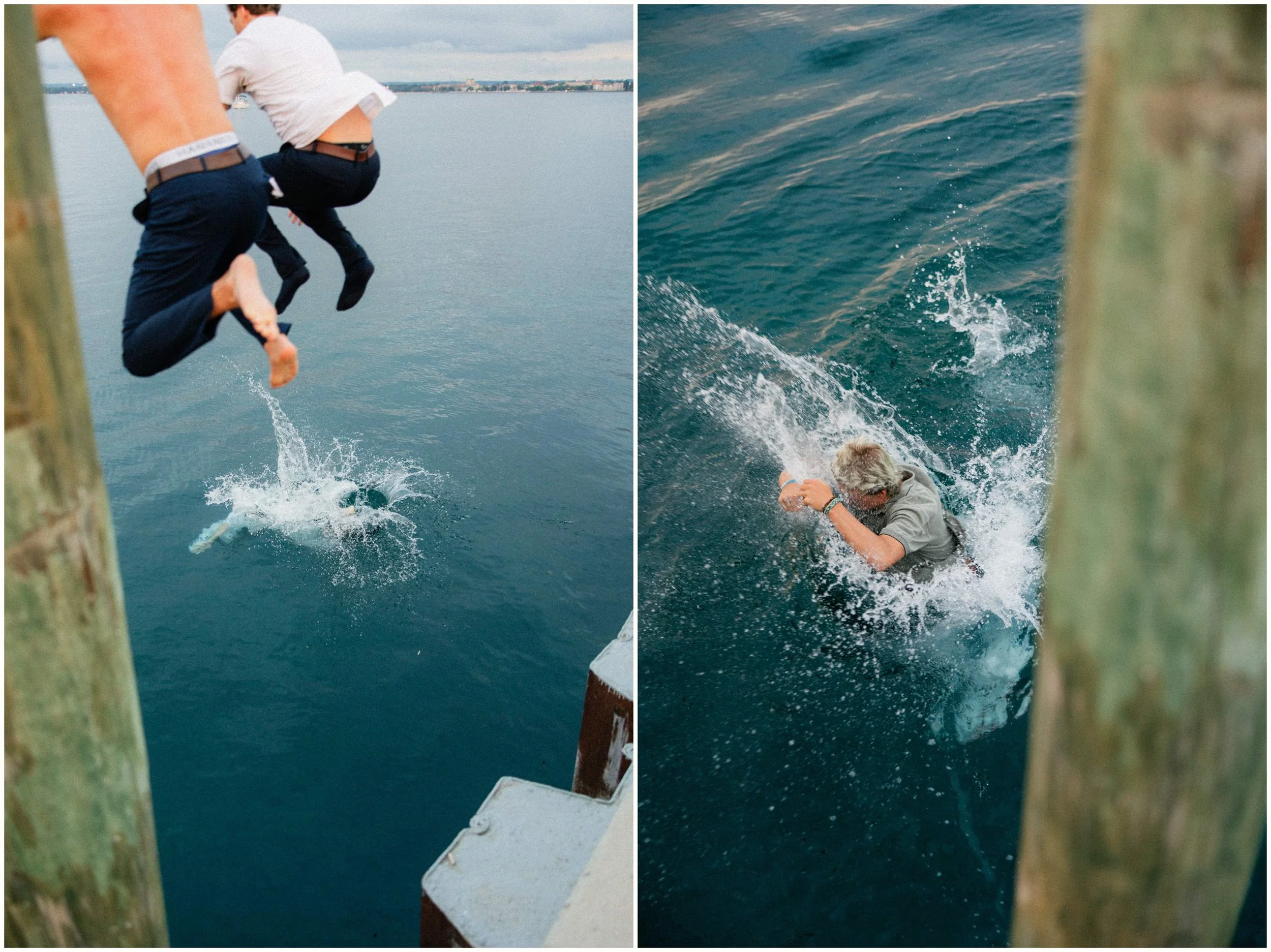 swimming wedding photos