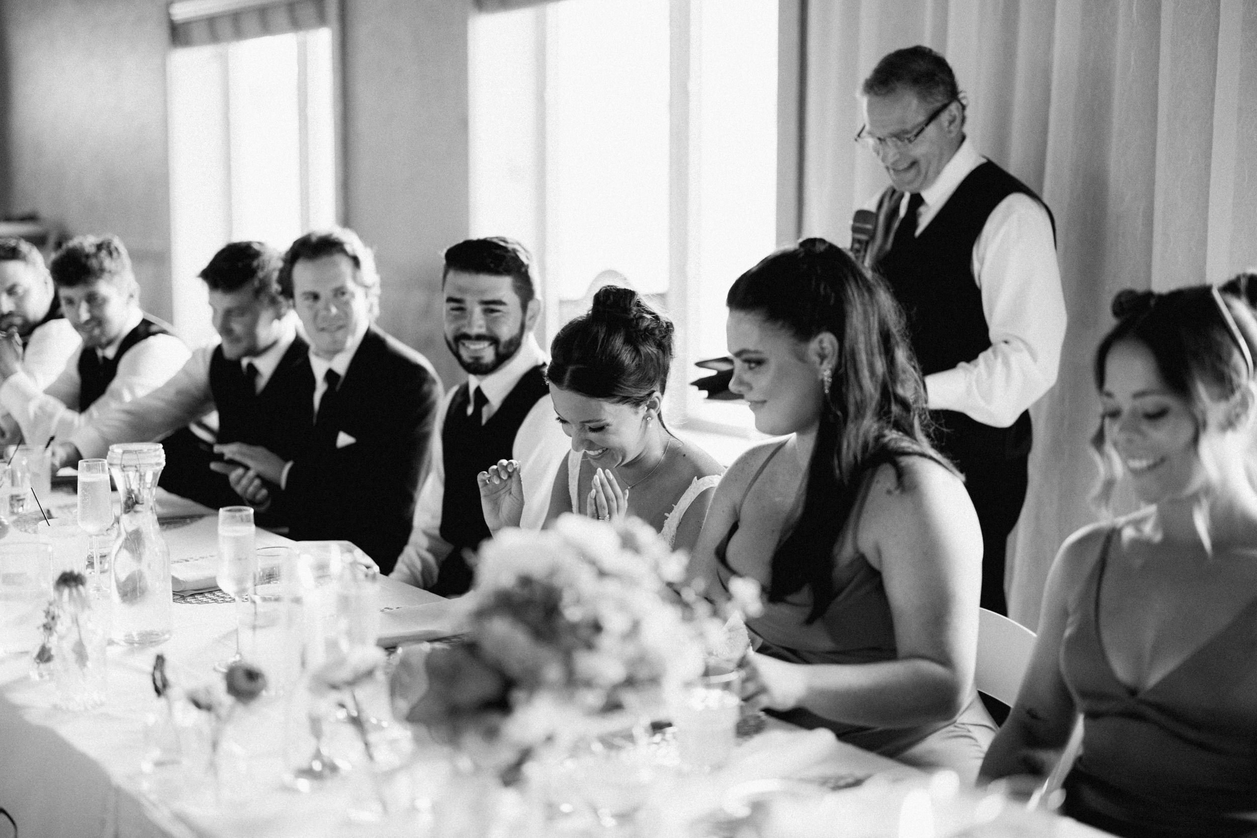 black and white wedding speech reaction
