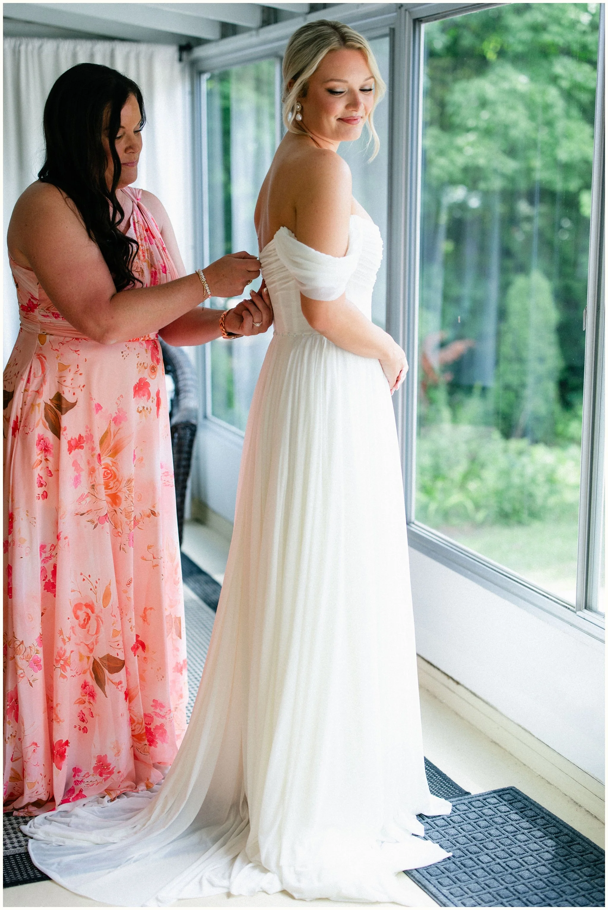 Bride Getting Into her dress