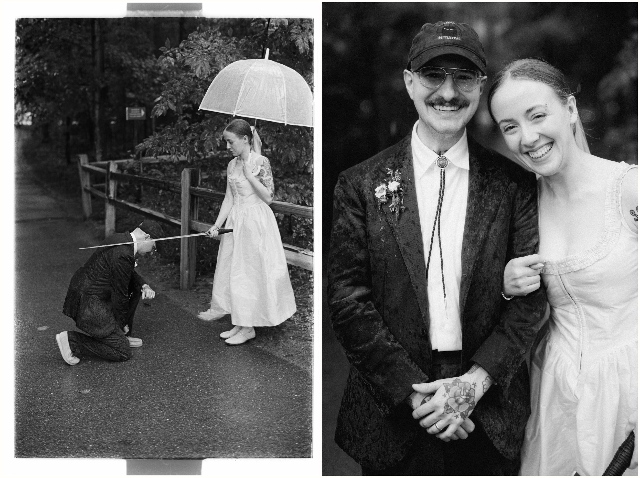 Bride and Groom portraits with a sword